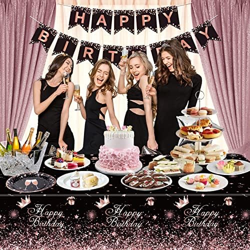 Black Rose Gold Tablecloth Pack of 4 for Birthday Party