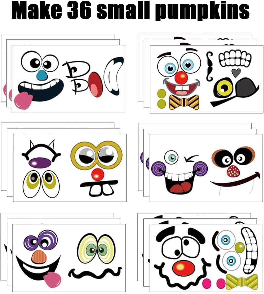 36 Pack Halloween Pumpkin Stickers for Kids and Toddlers
