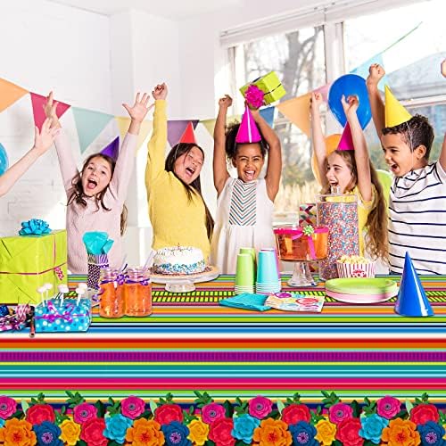 3 Pieces Mexican Fiesta Tablecovers Floral Stripes Party Decor