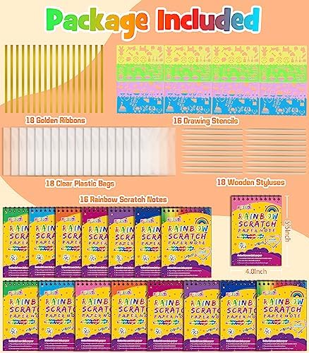 Pigipigi Scratch Paper Party Favor 16 Pack Art Craft Set