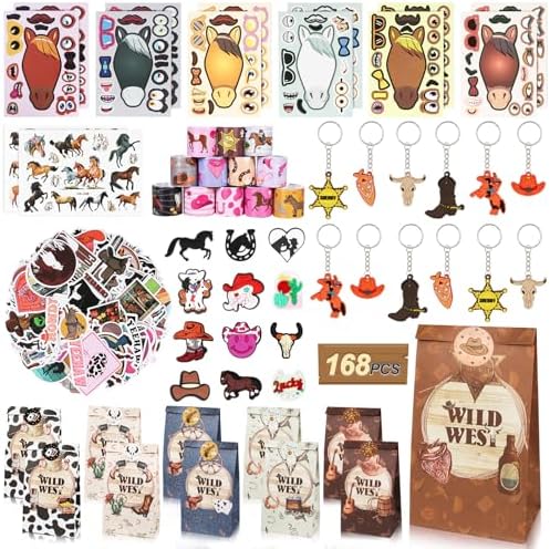 AerWo 168PCS Horse Party Favors Set - Cowboy Decorations