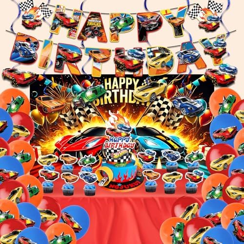 51 Pcs Racing Car Party Decorations for Kids Birthday