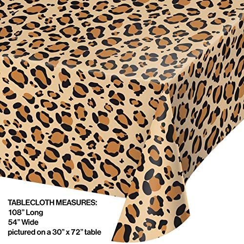 Creative Converting TABLECOVER PL 54x108 Leopard Animal Print Plastic Tablecloth