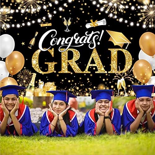 2025 Graduation Banner Black and Gold 728x433 Inch