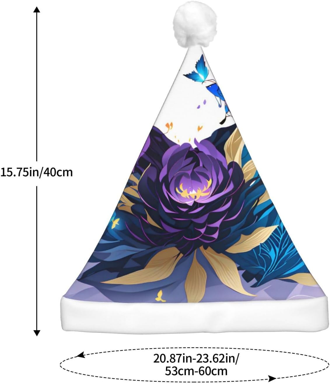 QINZHENG Purple Butterfly Velvet Santa Hat with LED Lights for Adults