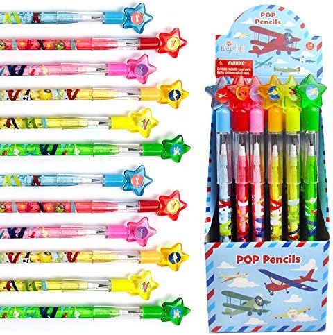 Tinymills 24 Pcs Airplane Stacking Pencils with Erasers