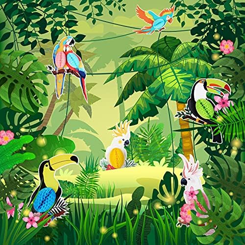 6 Pieces 10 Inch Tropical Parrot Birds Paper Cutouts Decorations