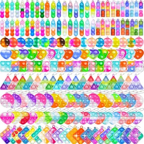 180 PCS Pop Fidget Keychain Pack for Kids