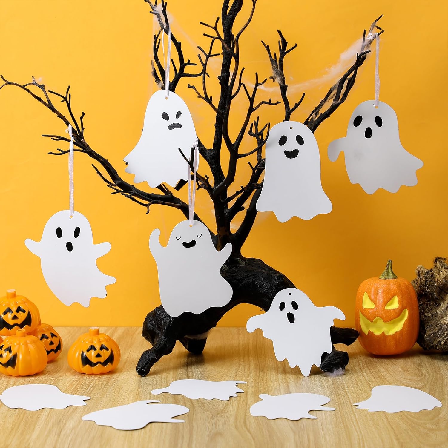 Motipuns 60 Pcs Halloween Ghost Scratch Card Craft Kit