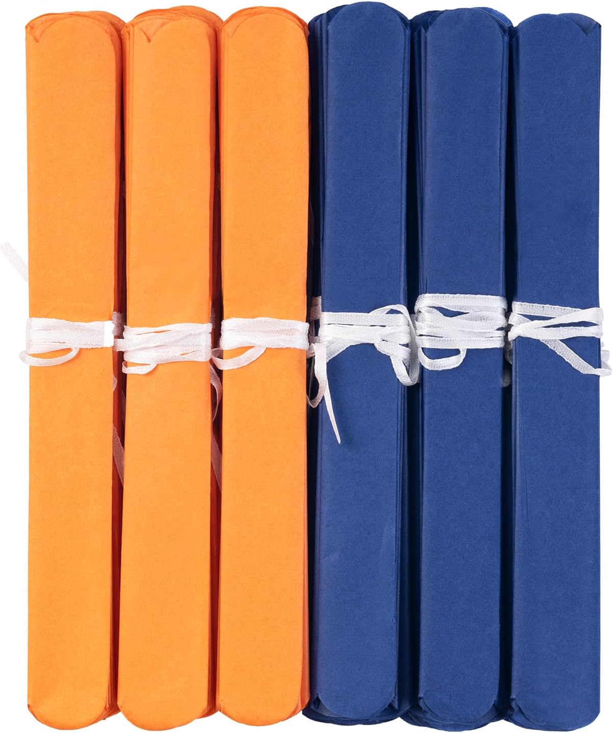 MISU 10 Inch Orange Navy Blue Tissue Paper Pom Poms