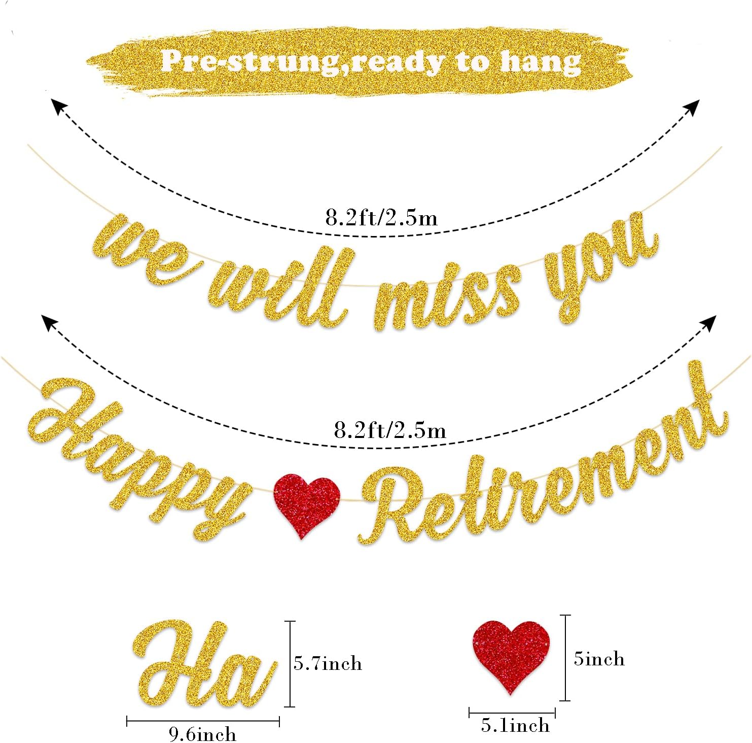 Happy Retirement Banner and We Will Miss You Banner Pre-Strung