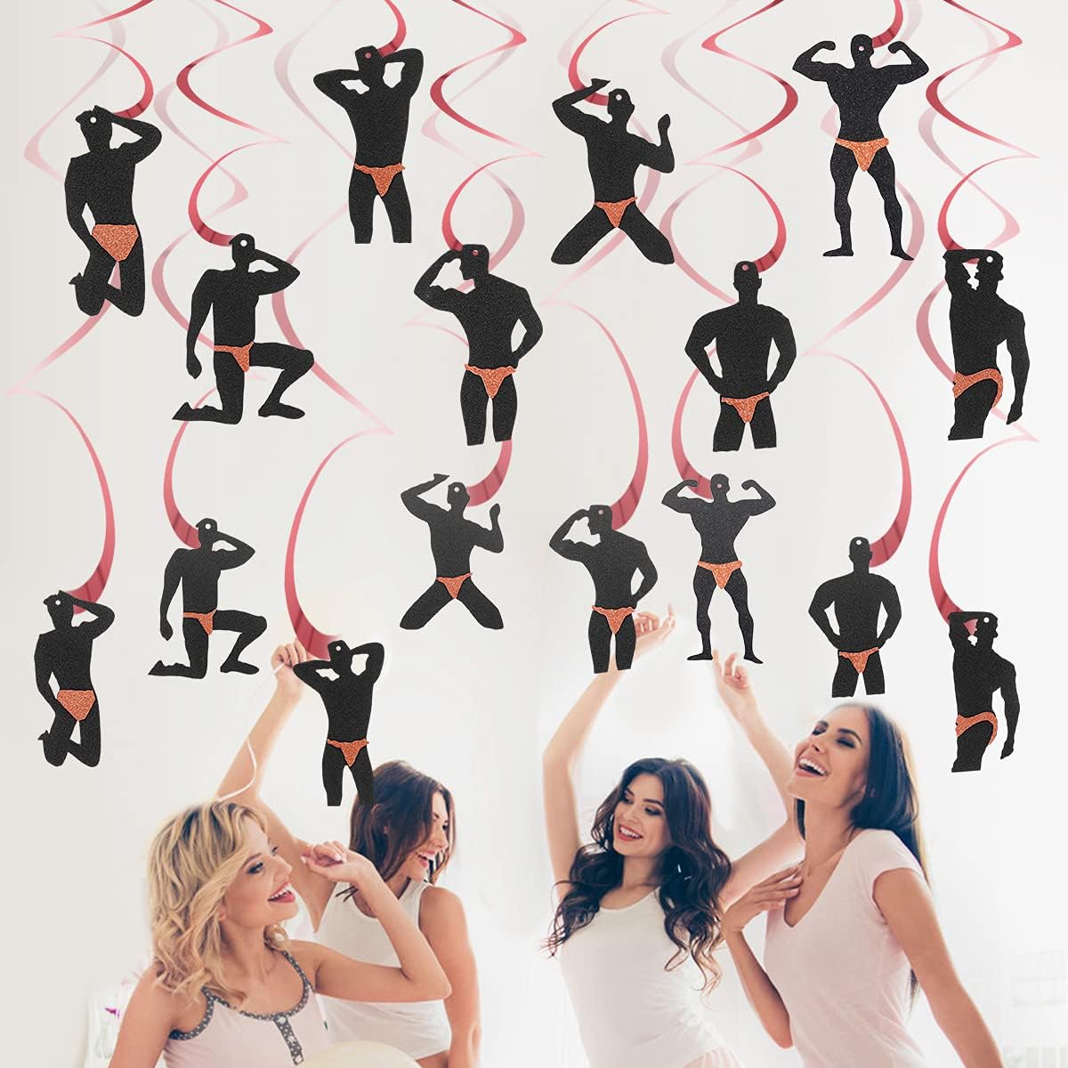 Lnlofen 30Pcs Rose Gold Male Dancer Bachelorette Decor