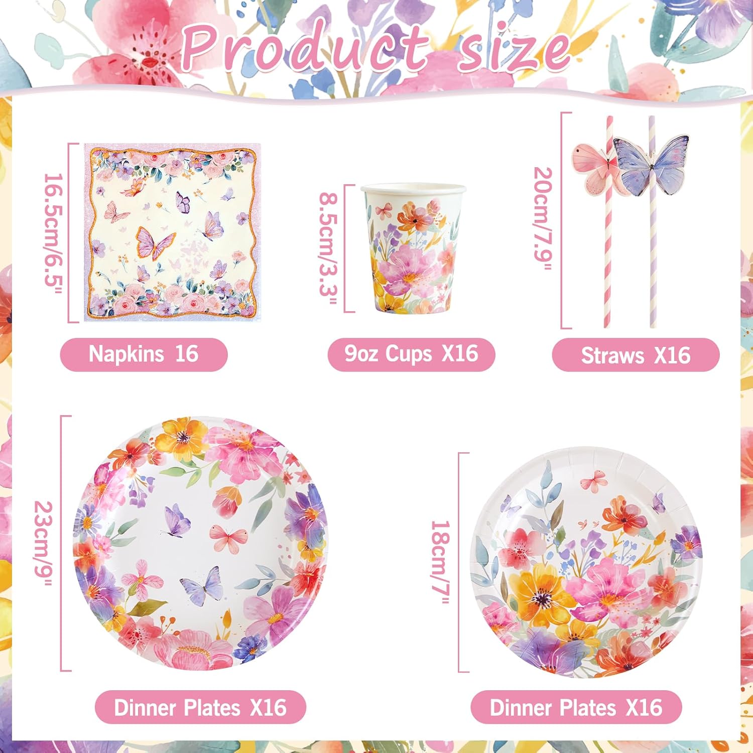 PAPER JAZZ 80pcs Wildflower Party Decorations