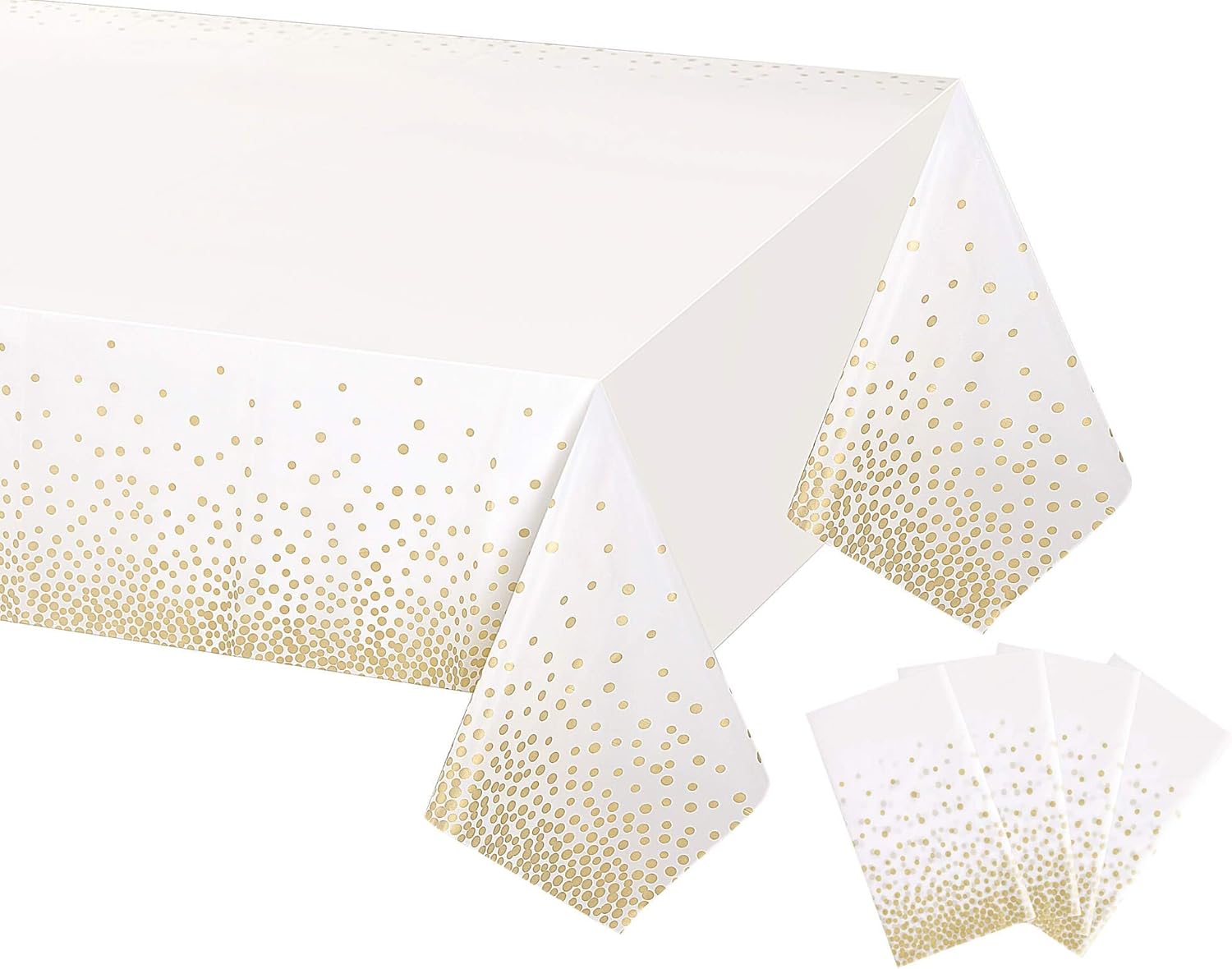 Gexolenu 4 Pack White Gold Dot Tablecloth for Rectangle Tables