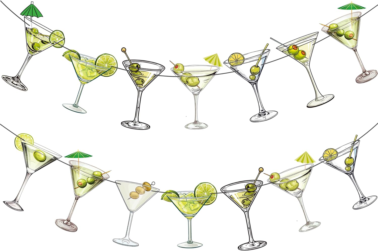 Martini Party Banners 2pcs Cocktail Cup Decorations