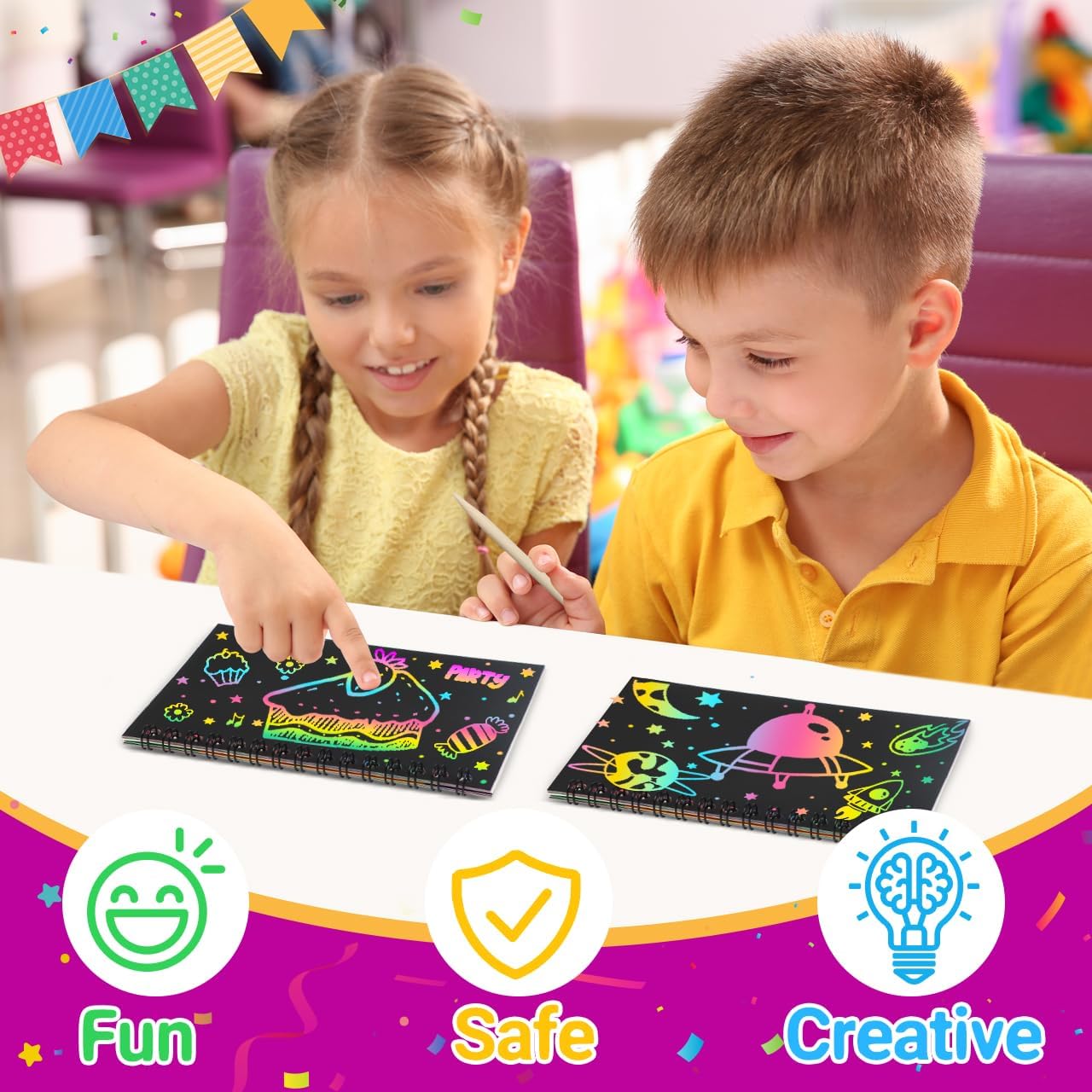 Pigipigi Rainbow Scratch Art Notebook Set 24 Pack