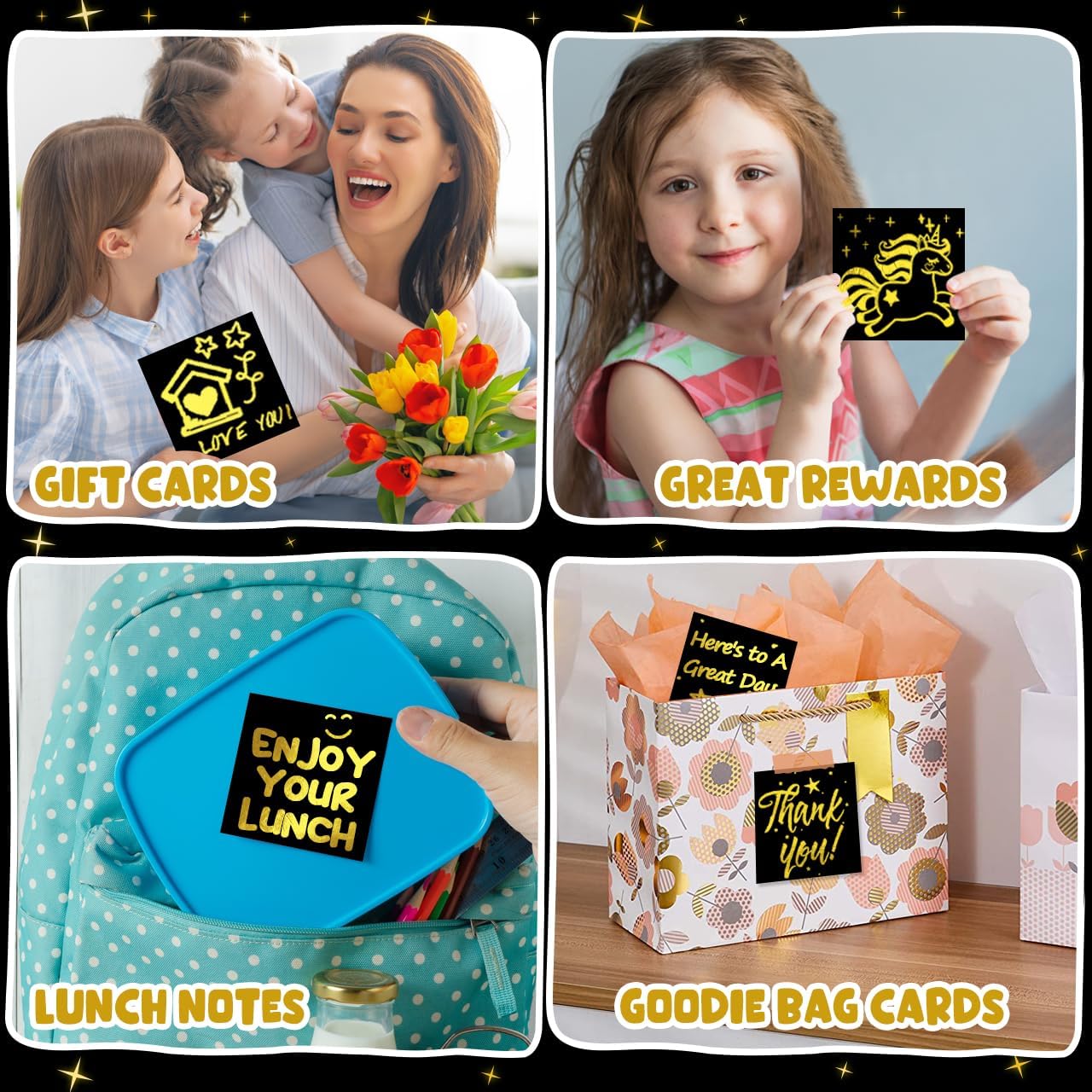ZMLM Gold Scratch Art Notes 160 Pcs Mini Party Favors