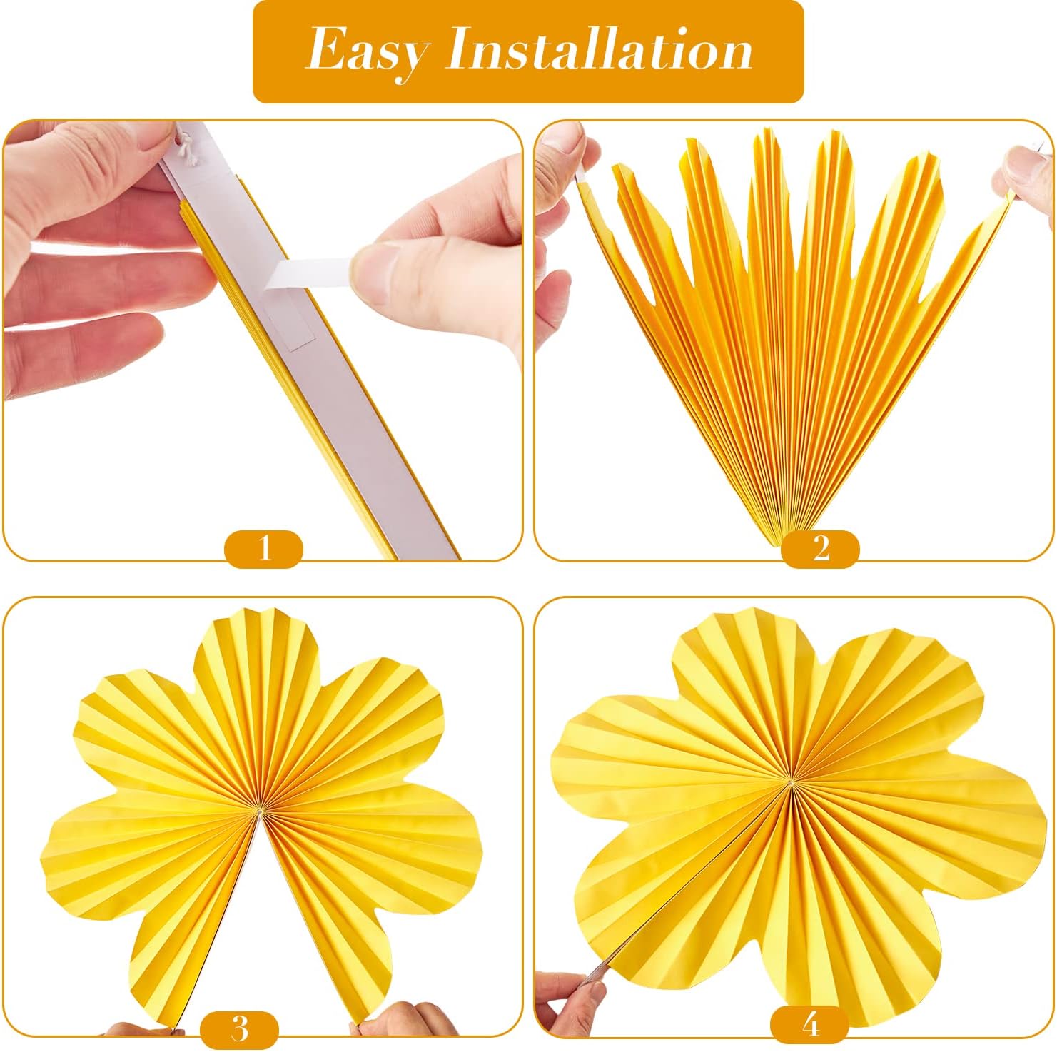 Pink Yellow Hanging Paper Flower Fans Decor Set