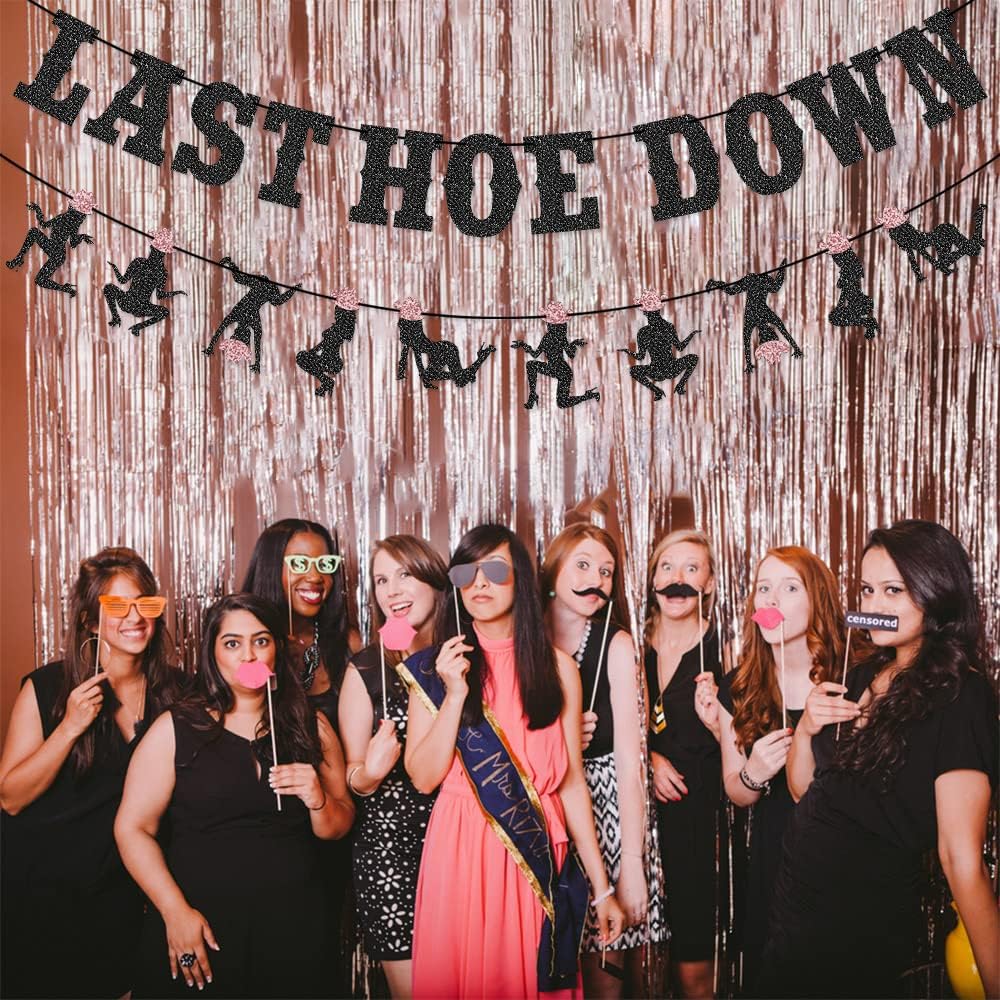 Wulagogo Last Hoedown Western Cowgirl Bachelorette Banner Black 7x6