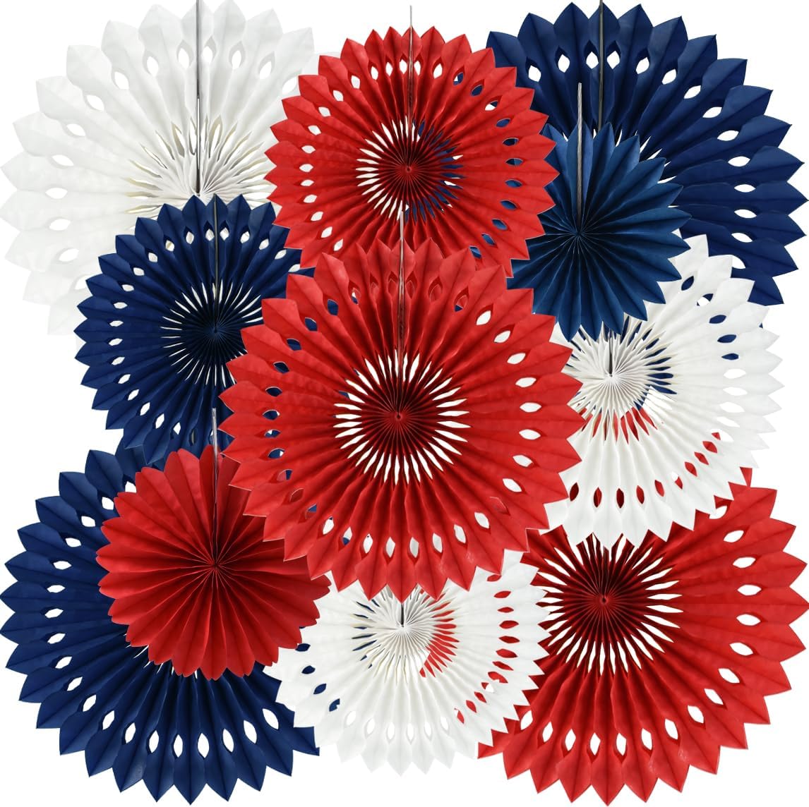 BEISHIDA Patriotic Tissue Paper Fan Garland 11packs