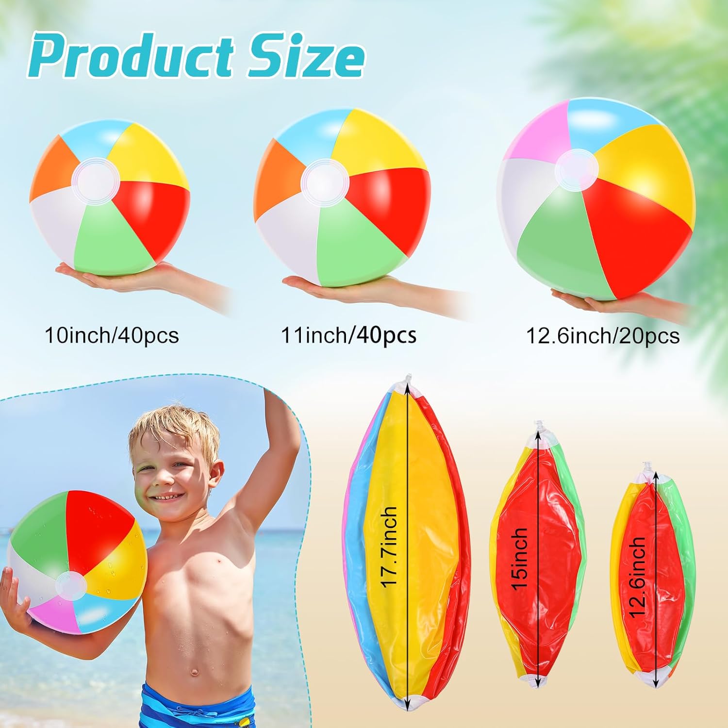 100 Pack Inflatable Beach Balls Rainbow 10 11 126