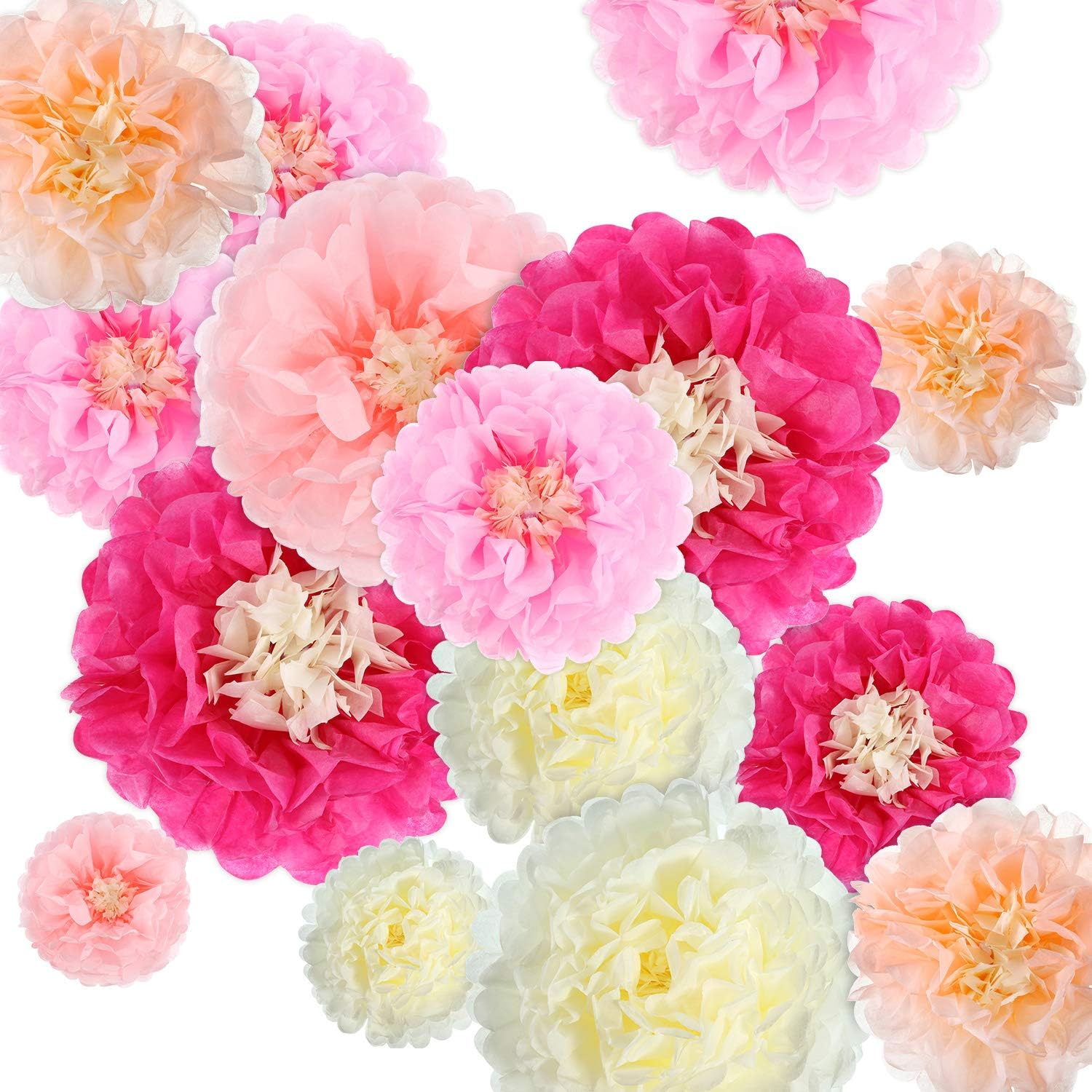 Gejoy 20 Piece Mexican Day of the Dead Paper Flower Pom Poms Set