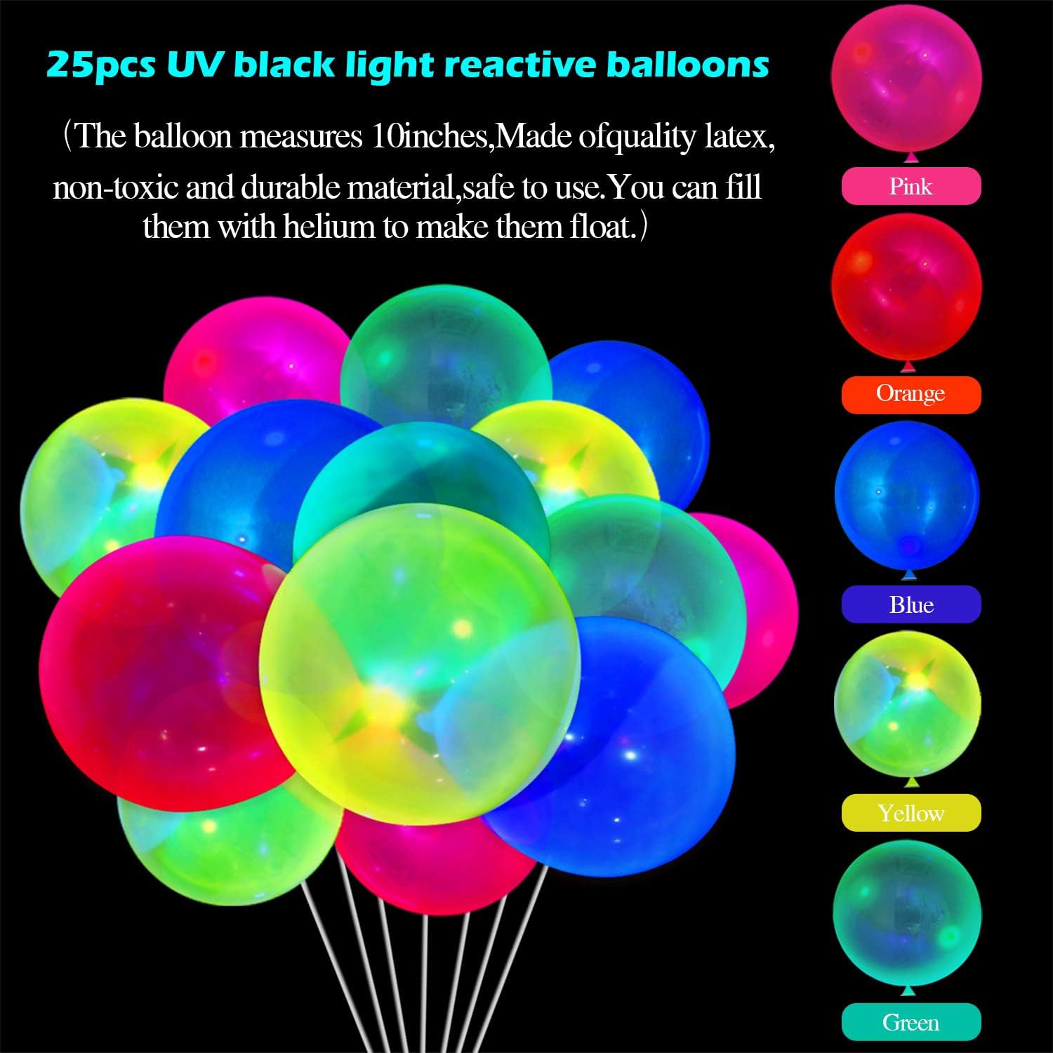 Glow Neon Paper Fans Set of 6 for Parties