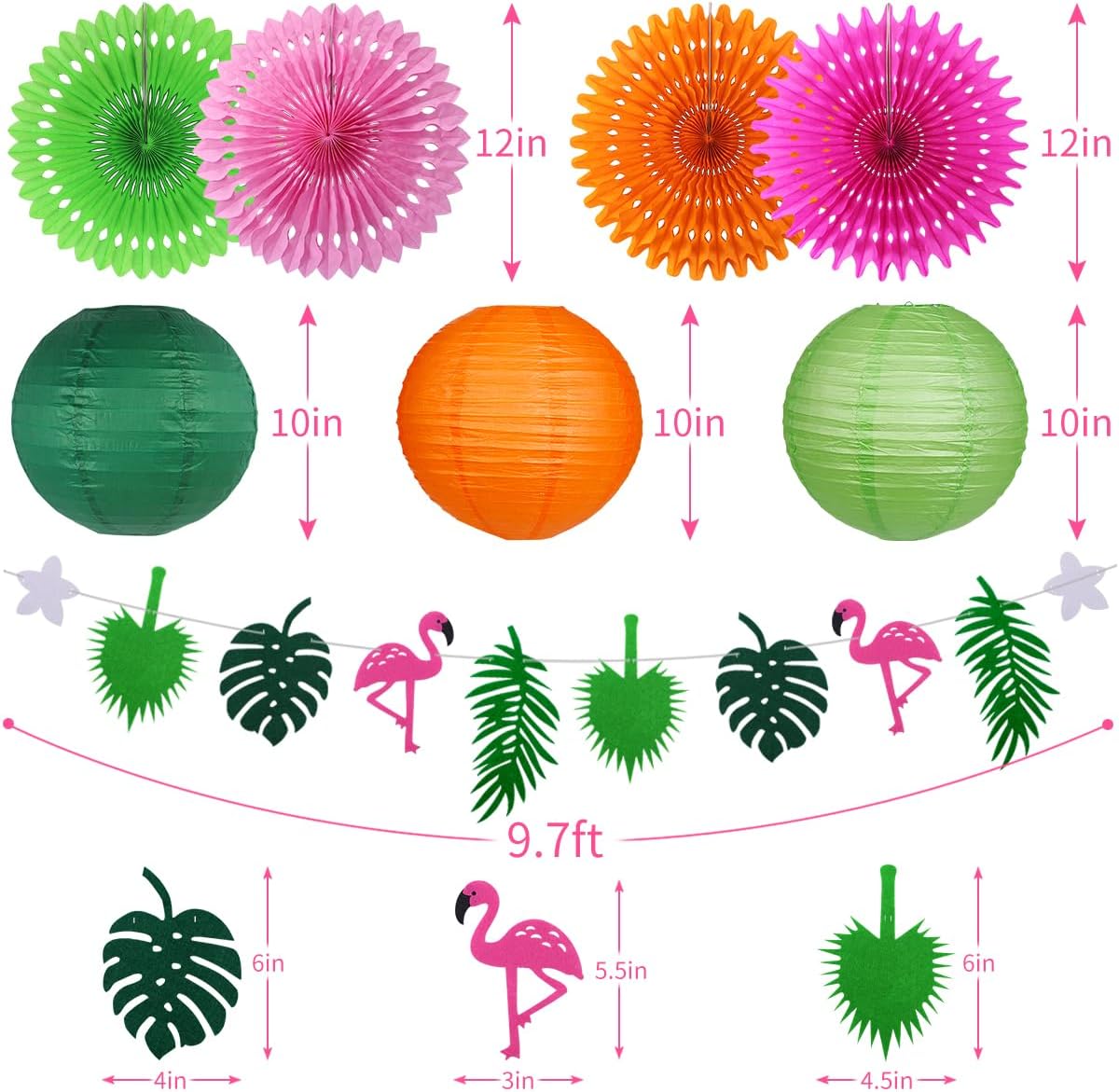 Yuxiou Tropical Party Decor Set with Flamingos and Pineapples