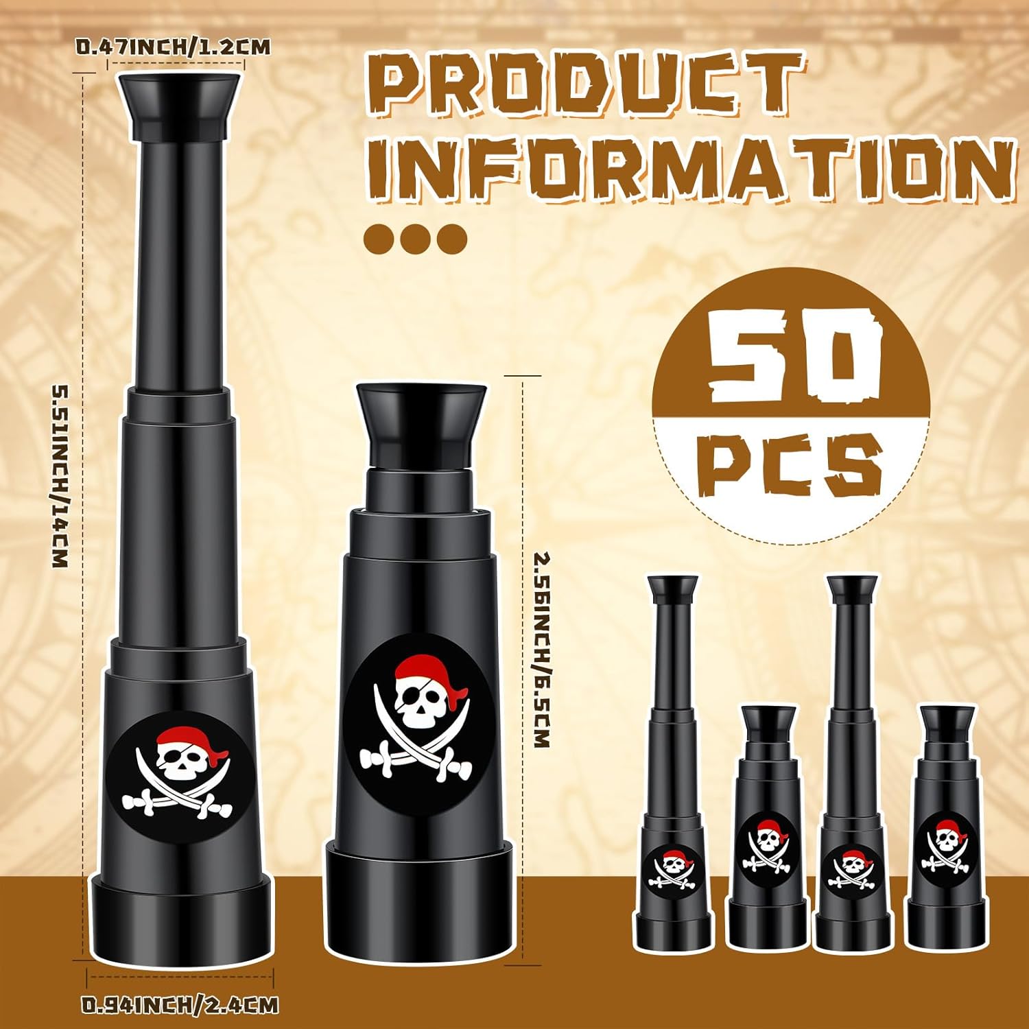 50 Pcs Pirate Telescope for Party Favors