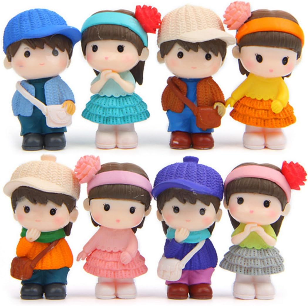 8 Pcs Cute Boys Girls Couple Figures Cake Toppers