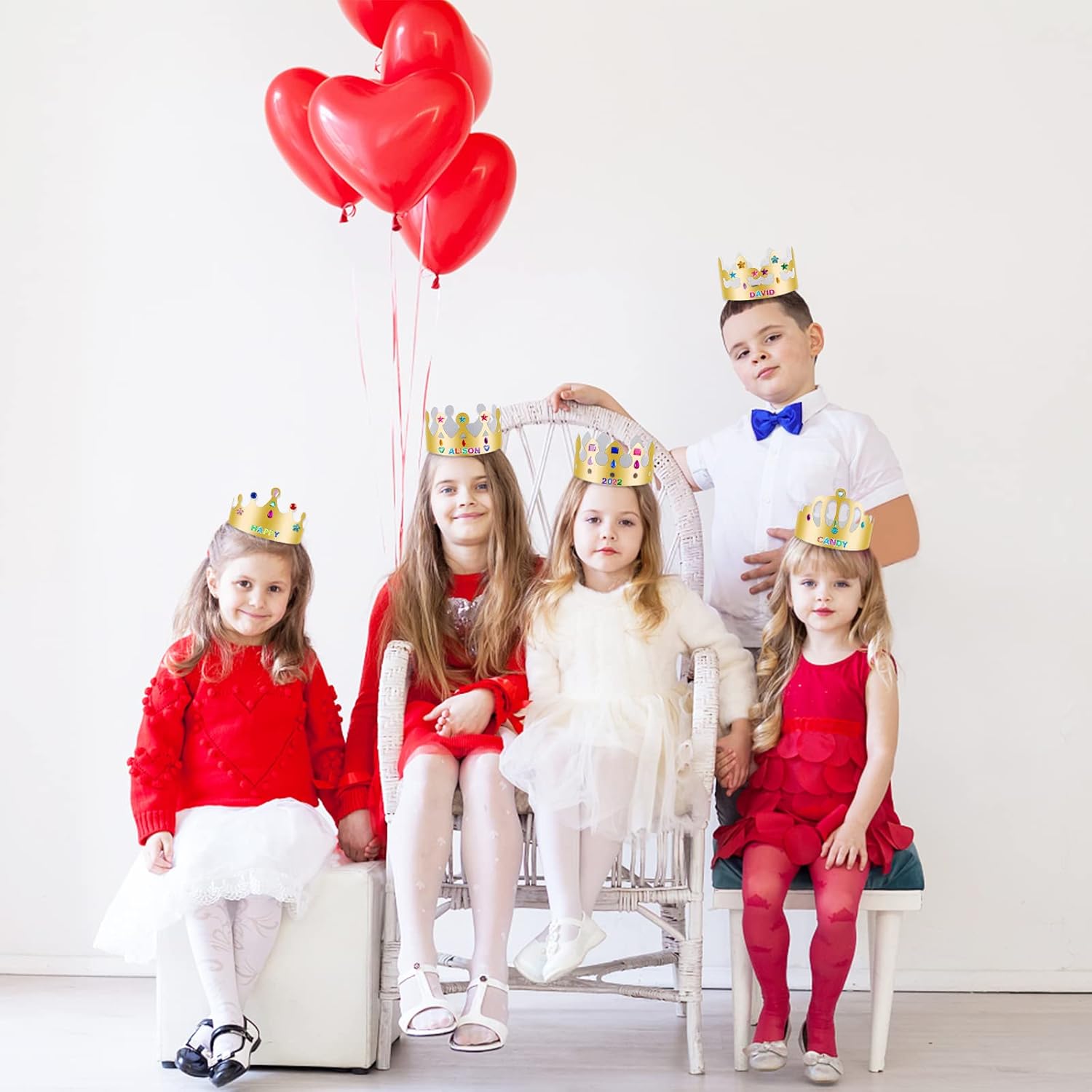 ZYNERY 47 PCS Golden Party Hats with Gem Stickers and Rhinestone Numbers