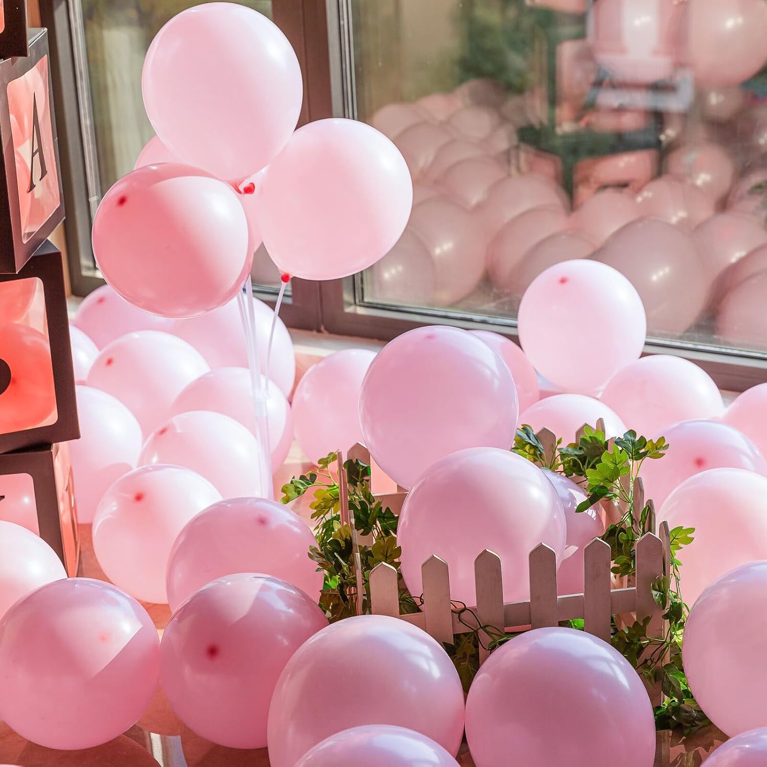 50pcs Pastel Pink Balloons with Ribbon and Glue