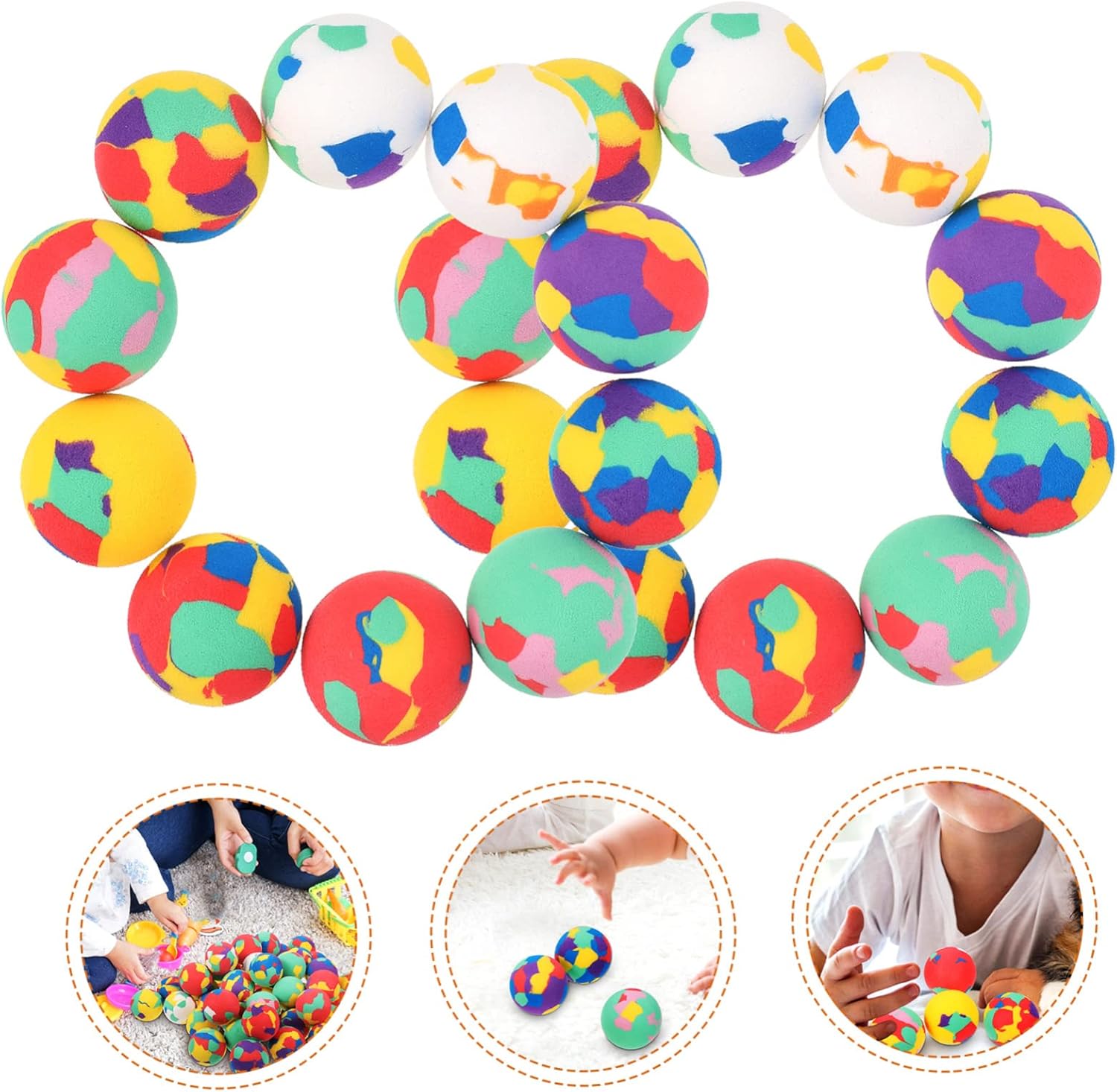 KICHOUSE 50pcs Bounce Balls Stress Relief Toy for Kids