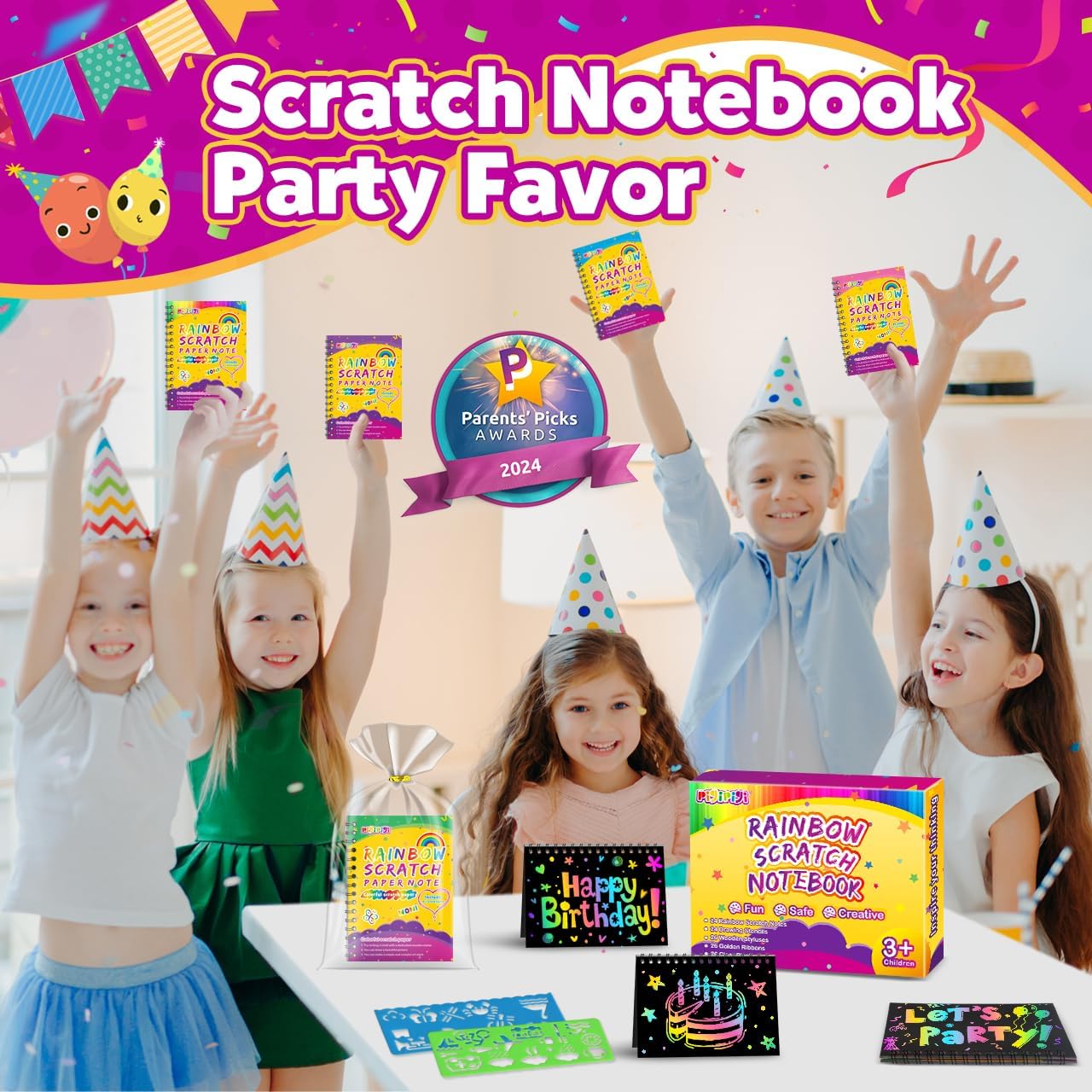 Pigipigi Rainbow Scratch Art Notebook Set 24 Pack
