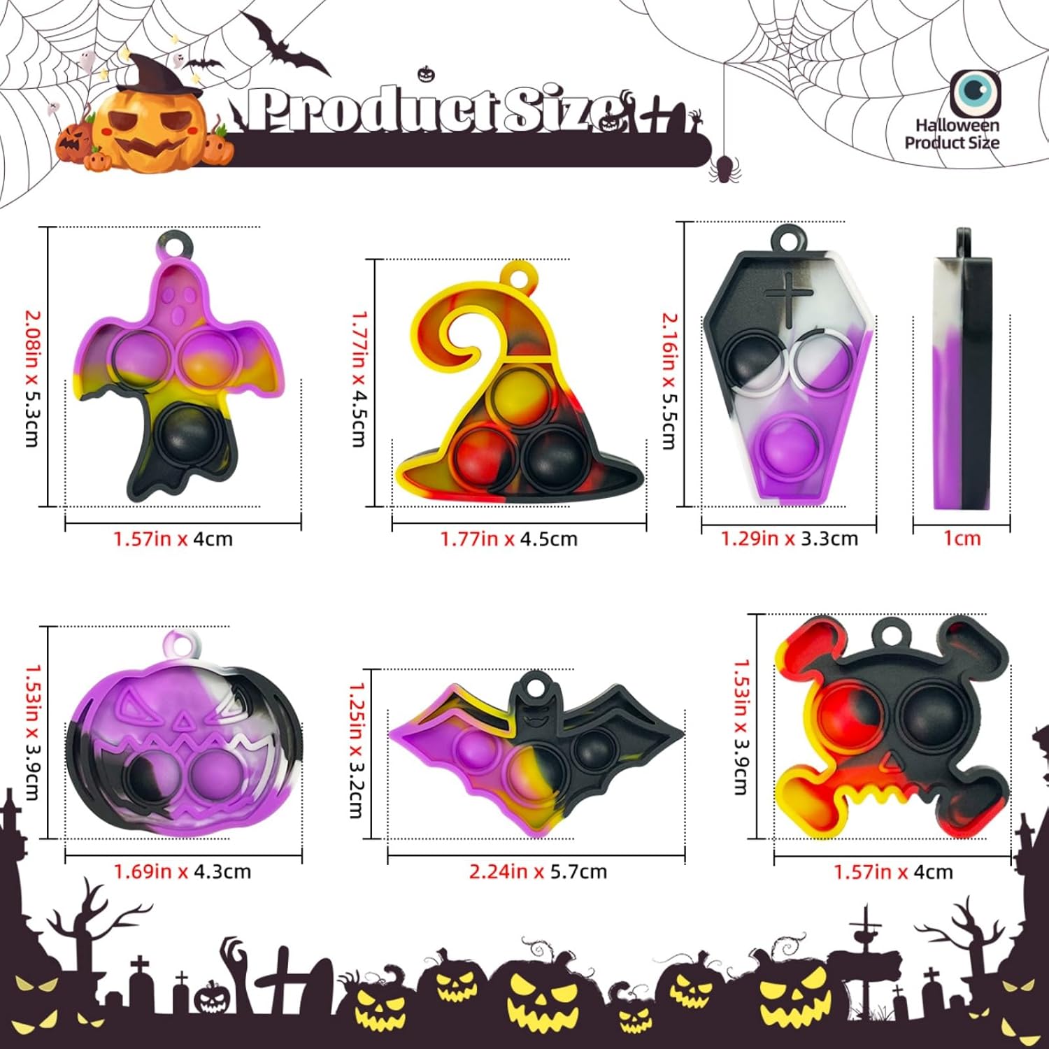 ONKULL Halloween Pop Fidget Toys 30 Pack Party Favors