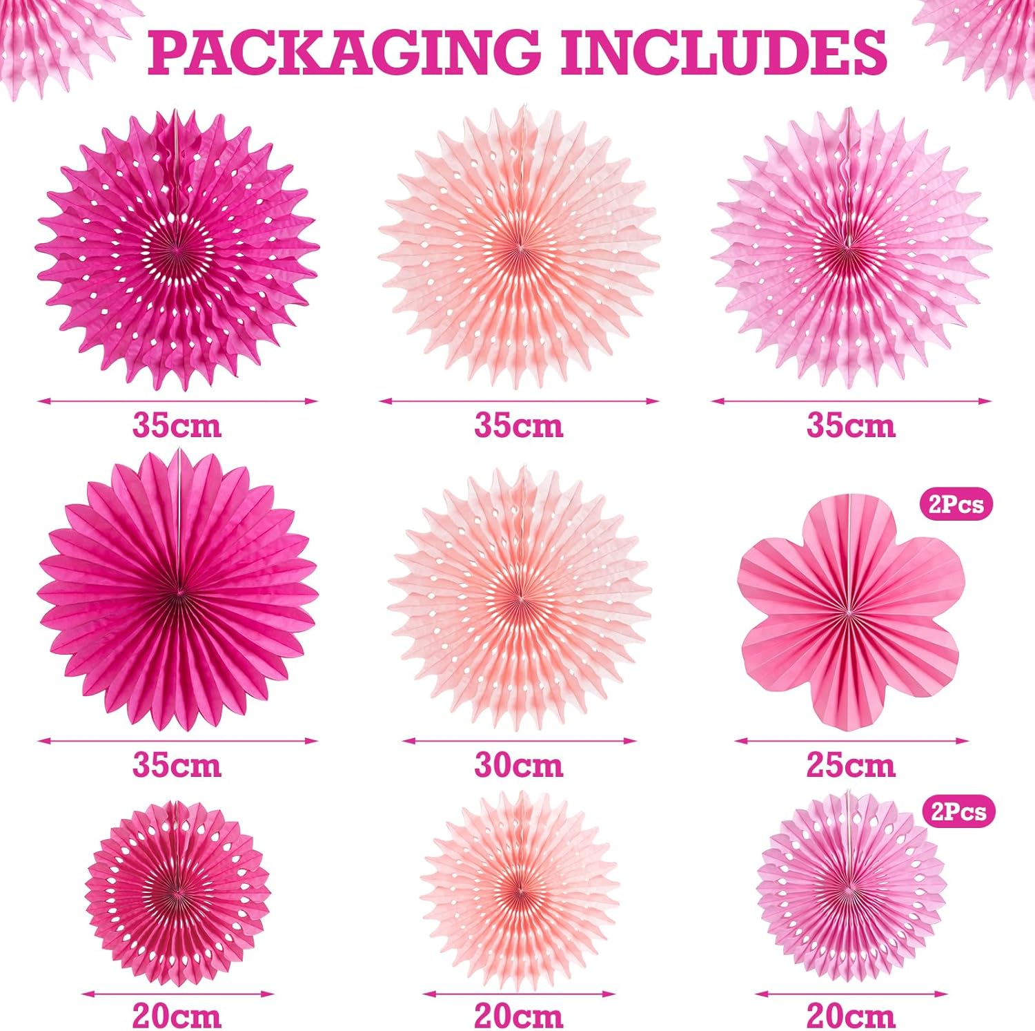PAPER JAZZ Hot Pink Paper Flowers Decorations Pack of 11