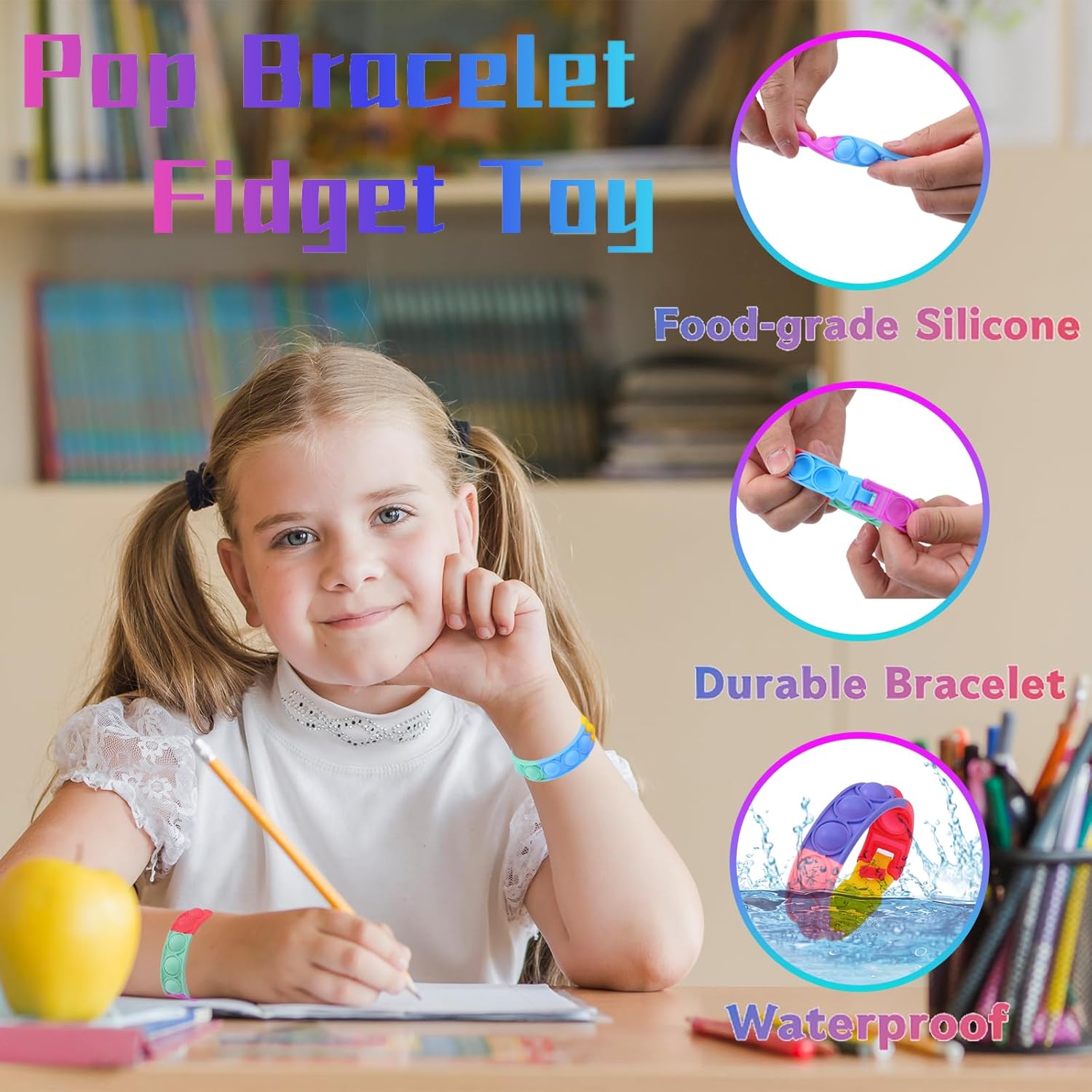 Kids Pop Fidget Bracelet Toy Pack 60PCS
