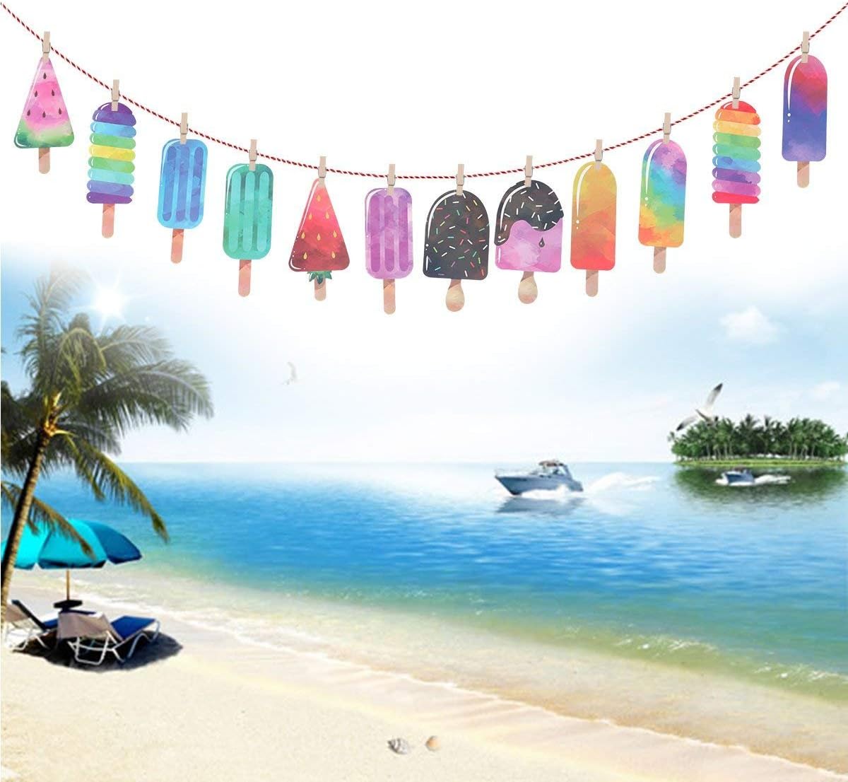 BinaryABC Popsicle Banner Garland for Luau and Summer Parties