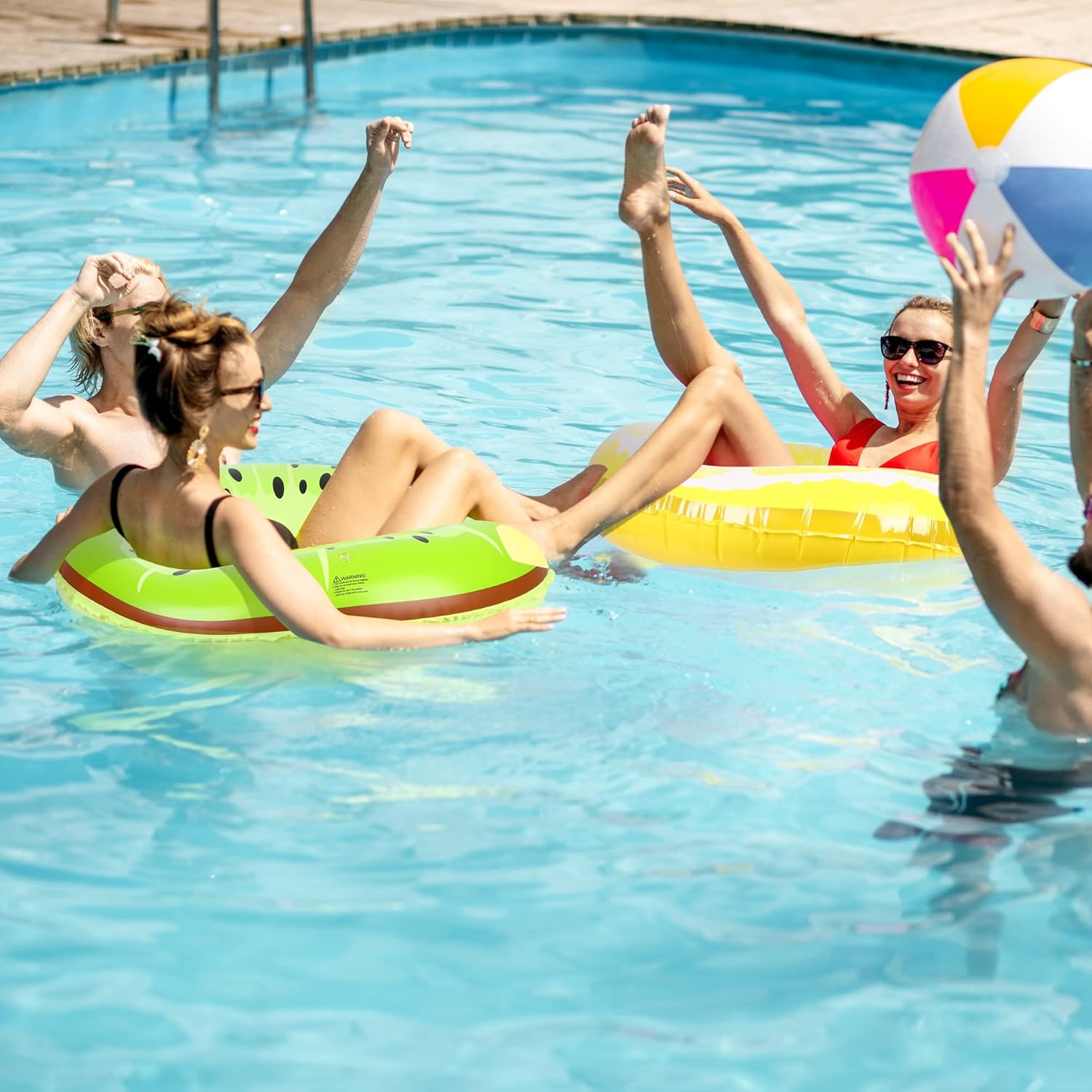 Elcoho 5 Piece Inflatable Swim Rings Pool Toys