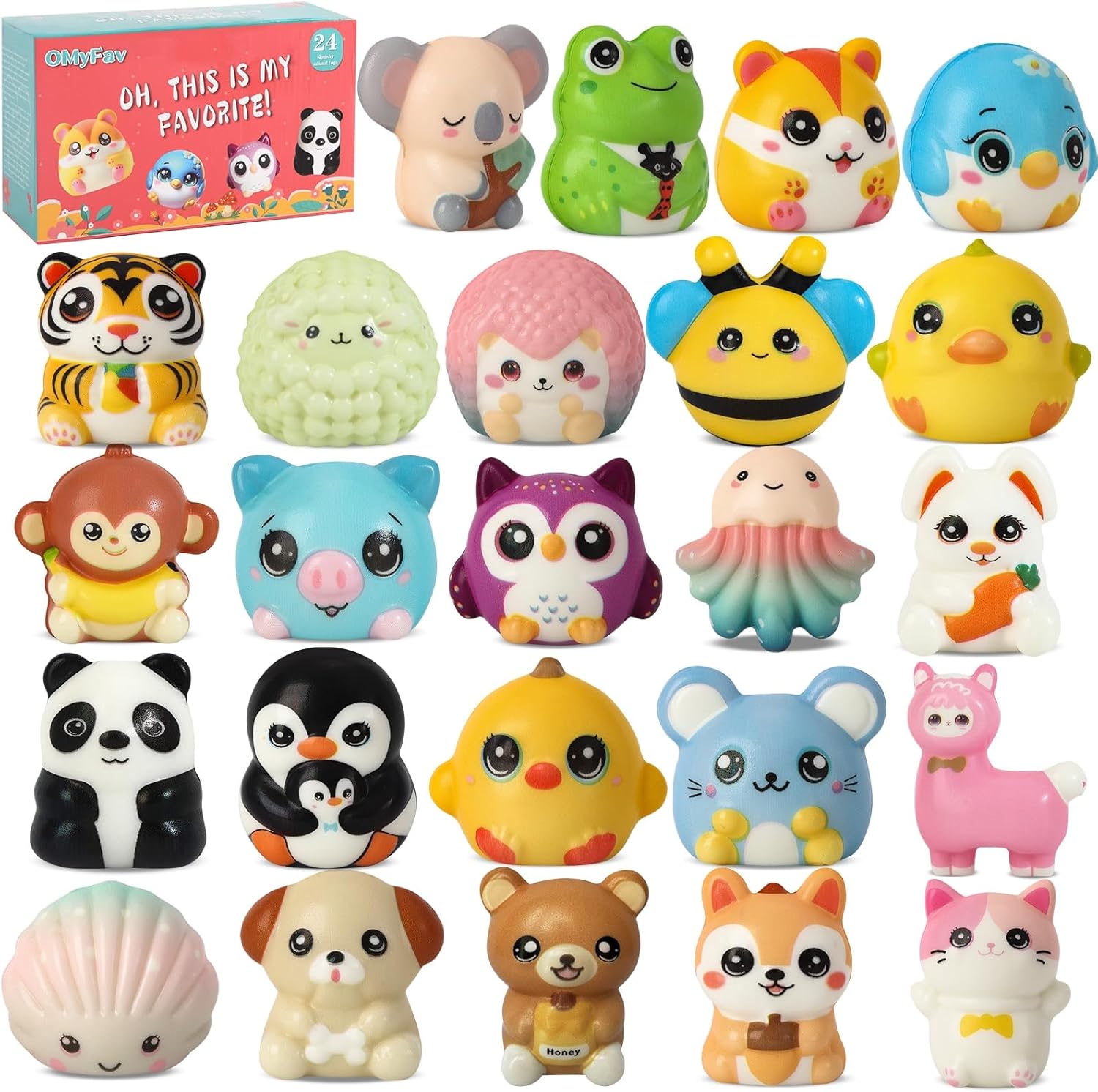 24 PCS Squishies for Kids - Party Favors and Classroom Rewards