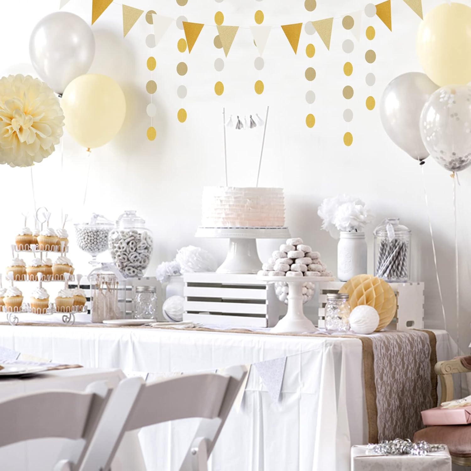 White Gold Champagne Party Decorations 23pcs Set