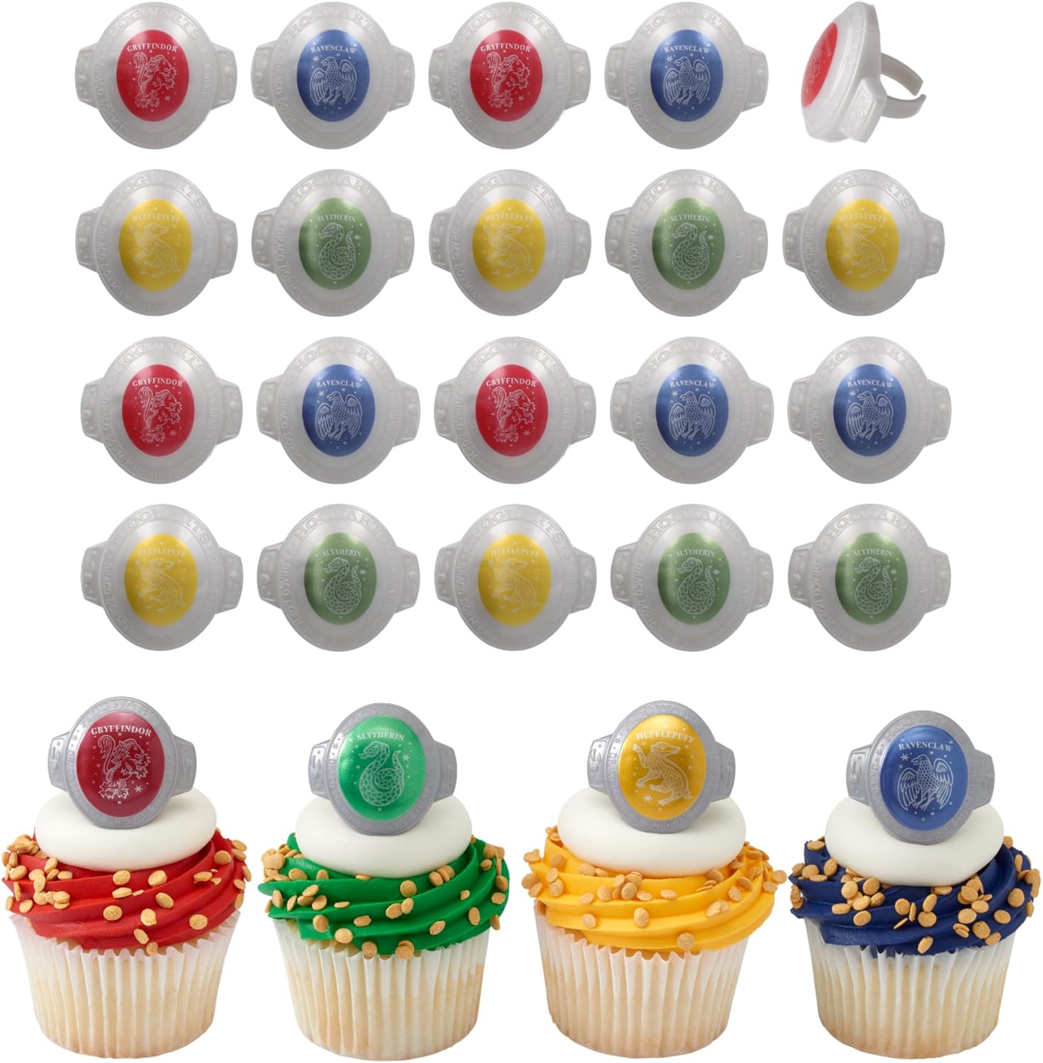 DecoPac Harry Potter Hogwarts House Cupcake Rings - 24 Pack