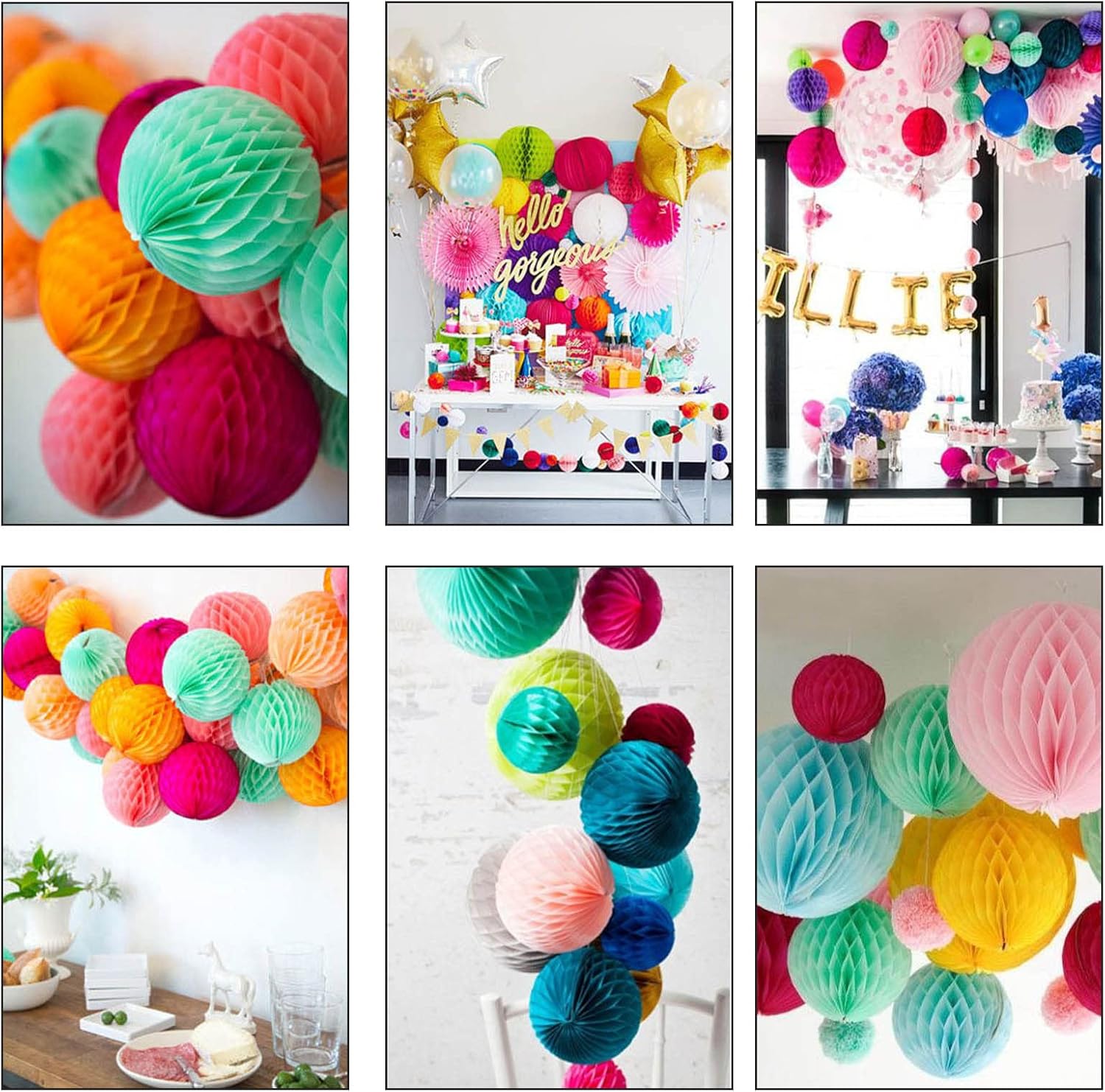 ZOOYOO 12Pcs Rainbow Honeycomb Ball Decorations