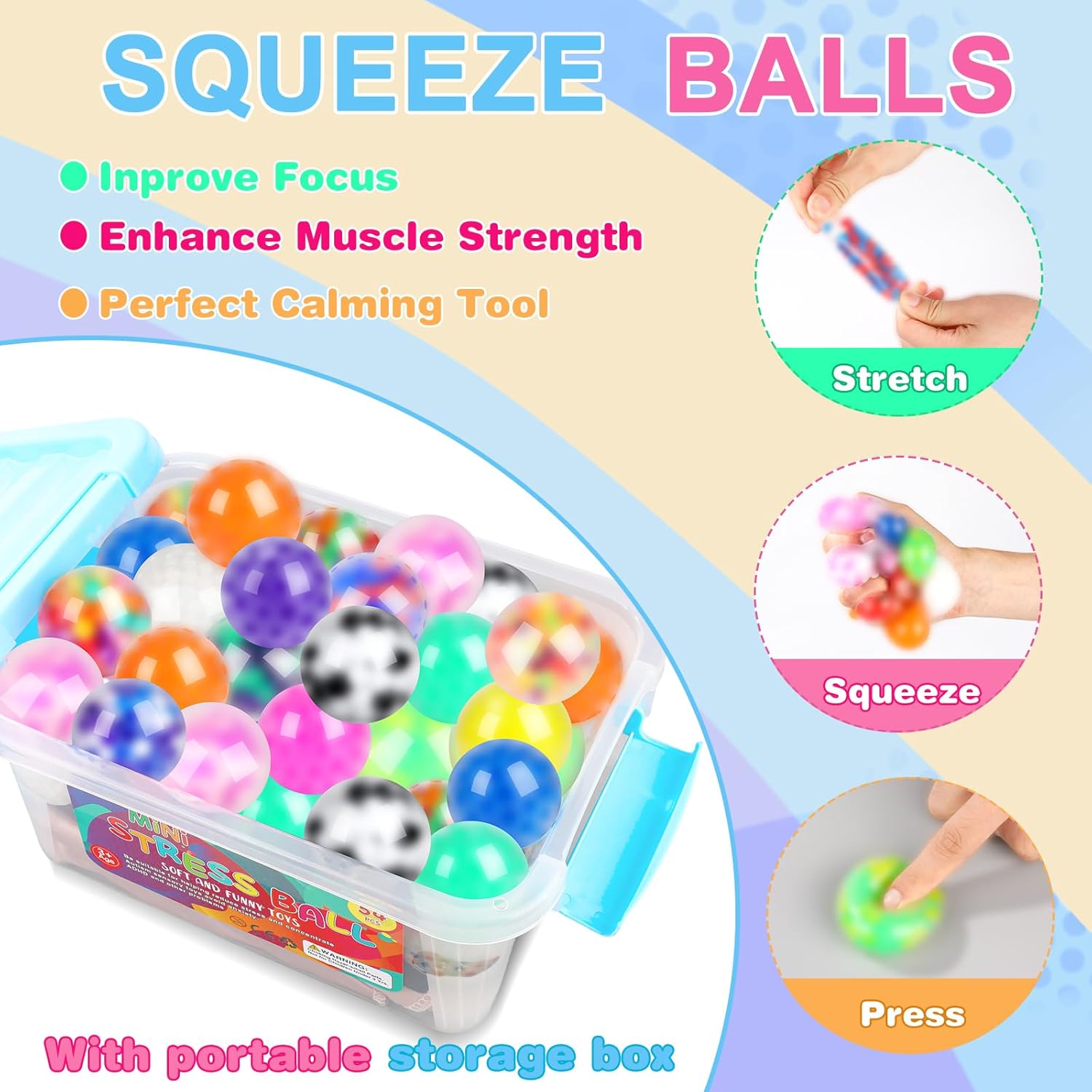 54 Pack Stress Balls Squishy Fidget for Adults