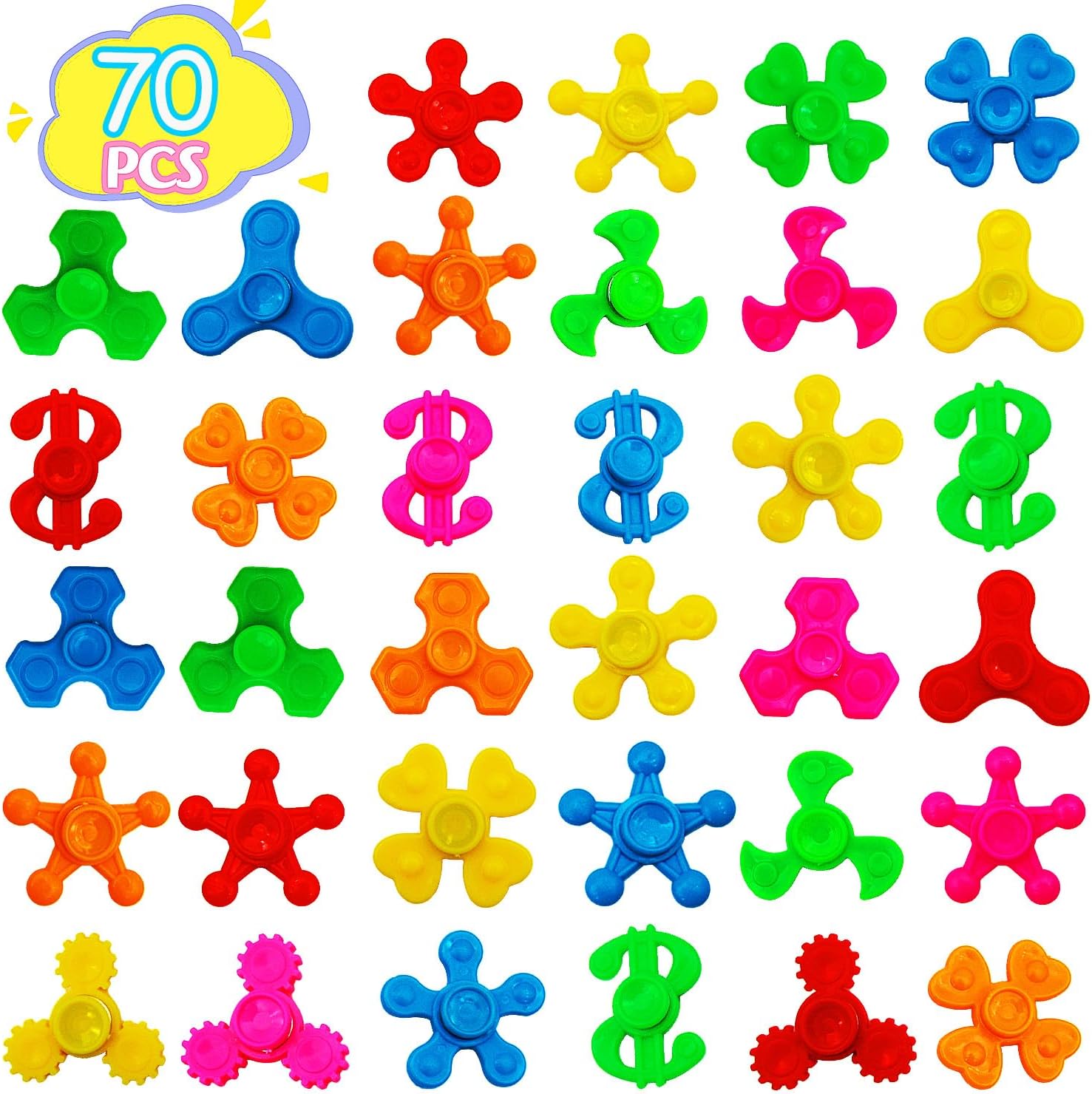 70 Pack Mini Fidget Spinners Stress Relief Toys