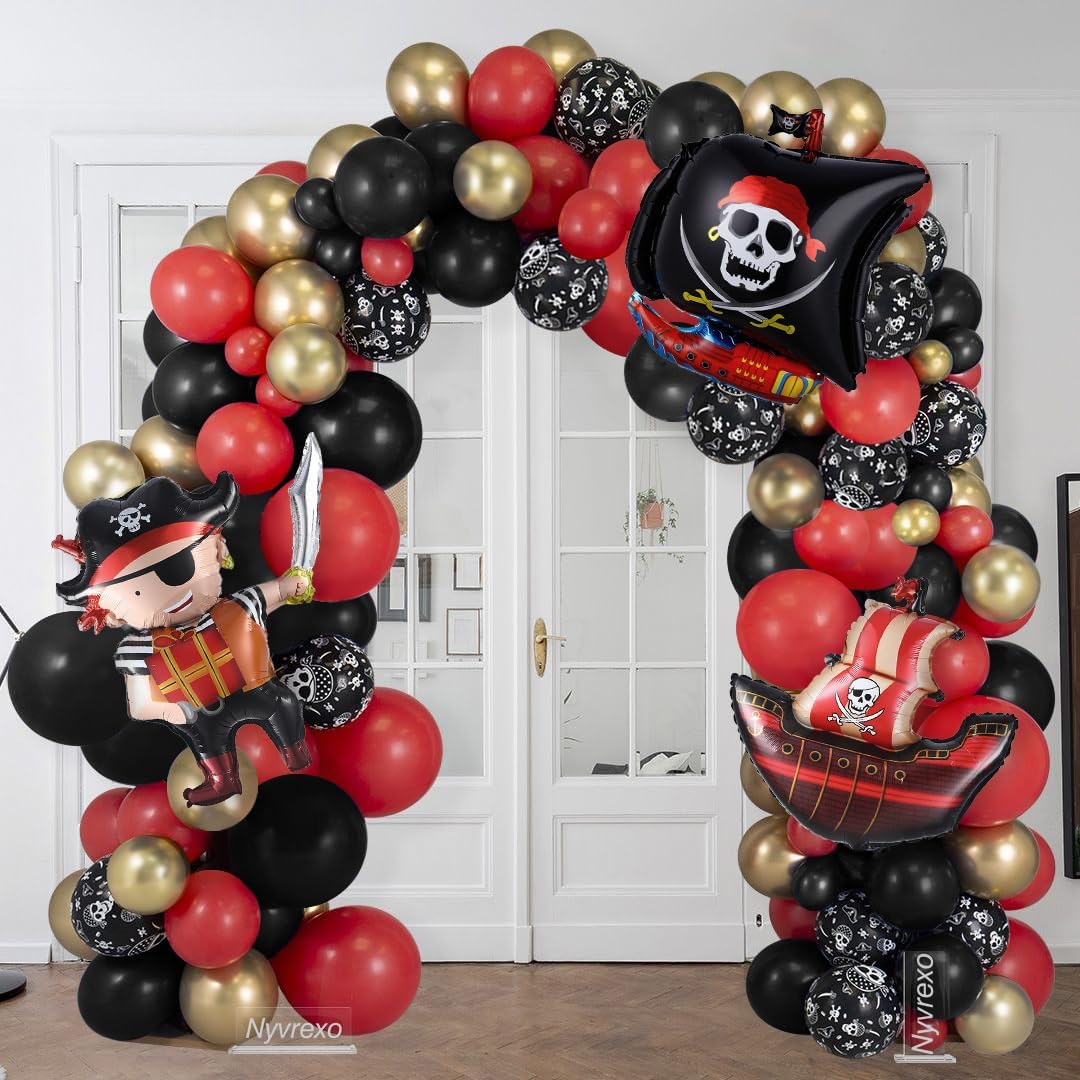 Pirate Birthday Decorations 142Pcs Balloon Kit with Arch and Garland