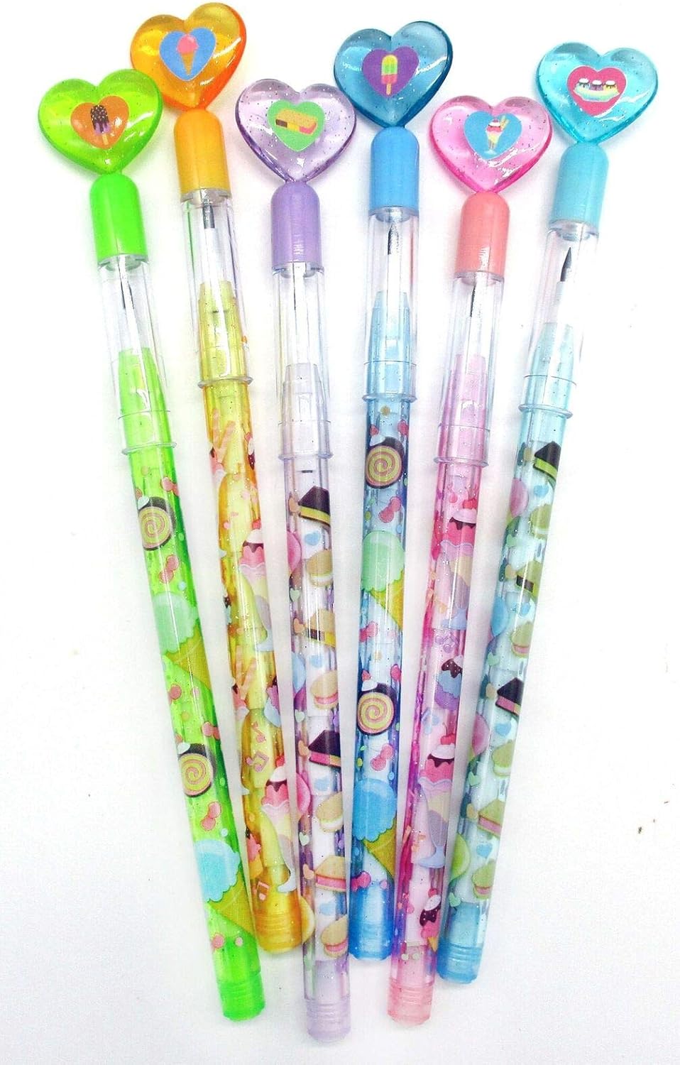 Tiny Mills 24 Pcs Ice Cream Stackable Push Pencil Set