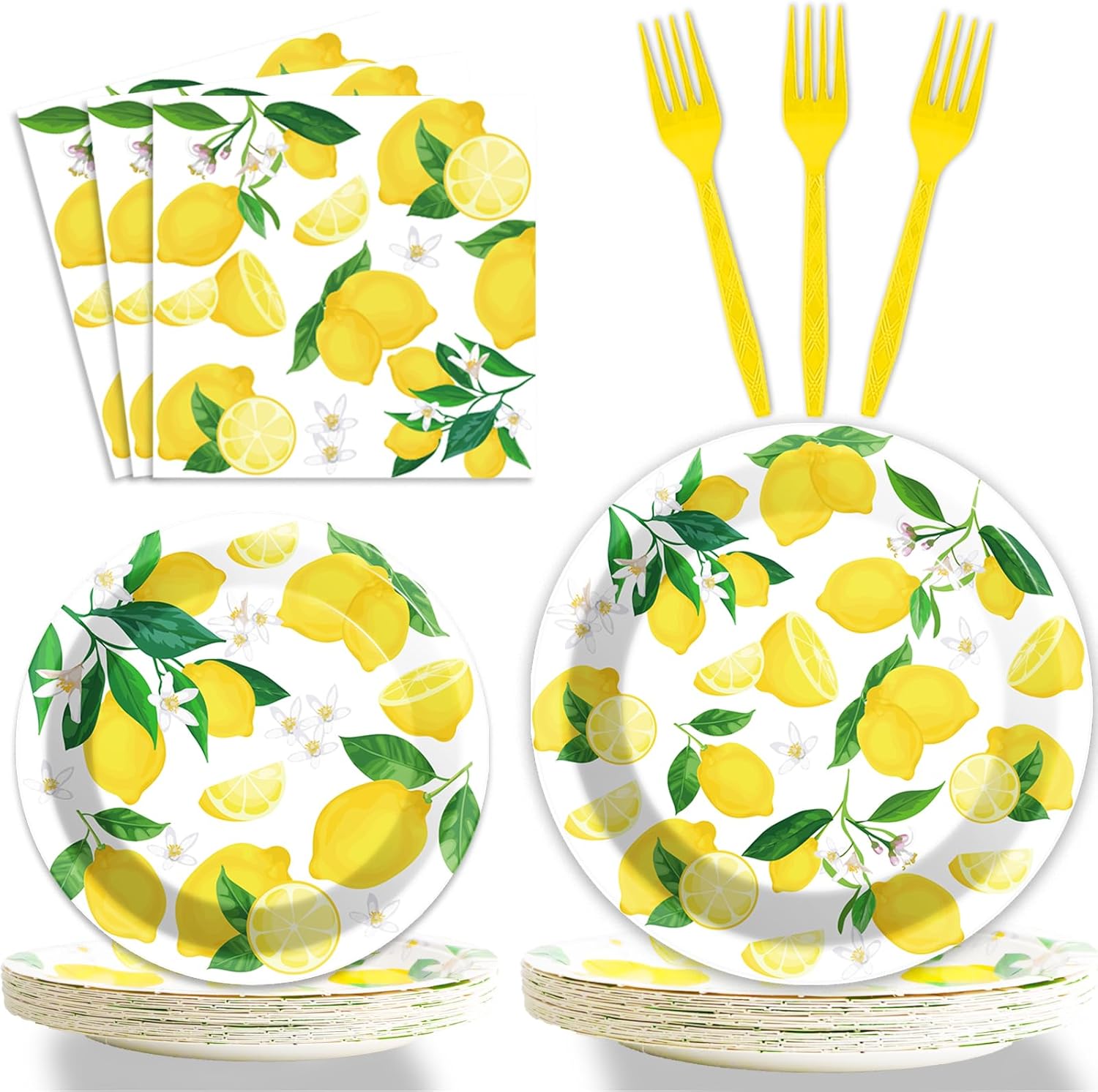 Wiooffen 96 Pcs Lemon Party Tableware Set
