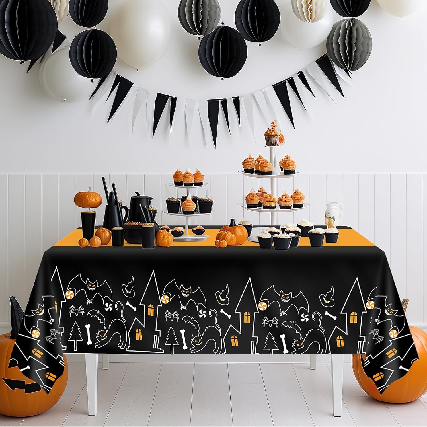 Childom 3 Pack Halloween Tablecloths 54x108 Inches