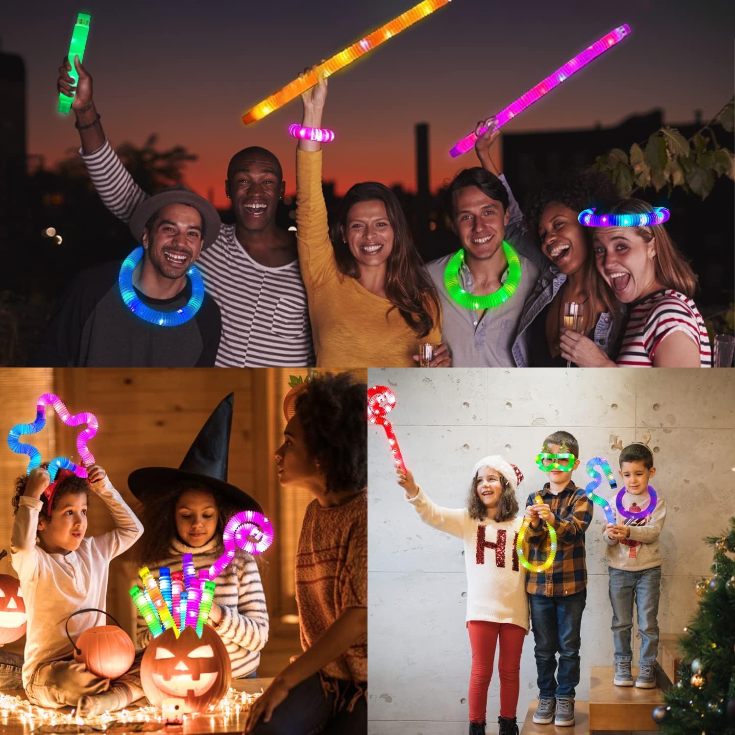 Jishi Light Up Pop Tubes LED Glow Sticks 8-Pack